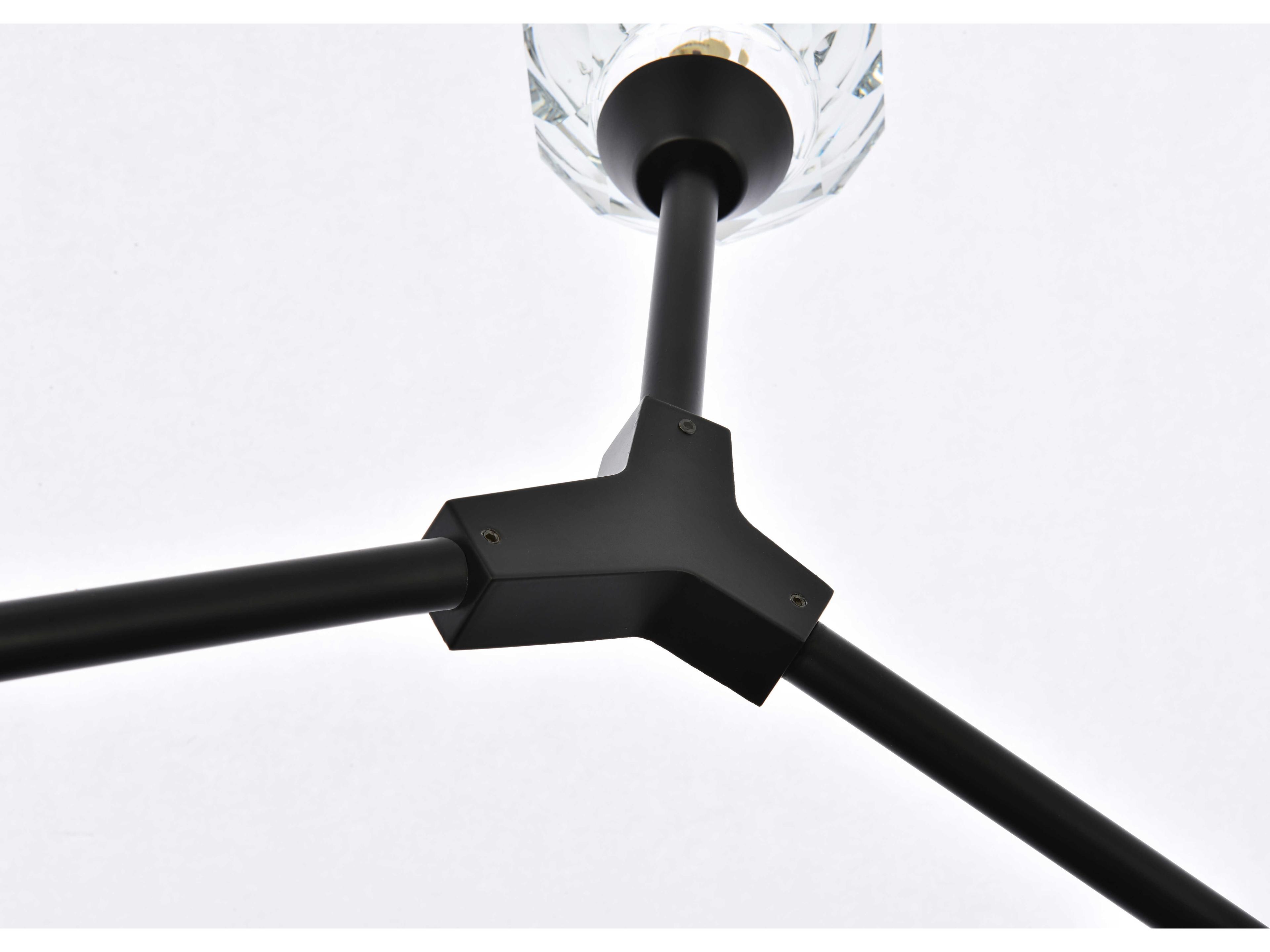 Elegant Lighting Zayne 4-Light Black Crystal Geometric Linear Island Pendant