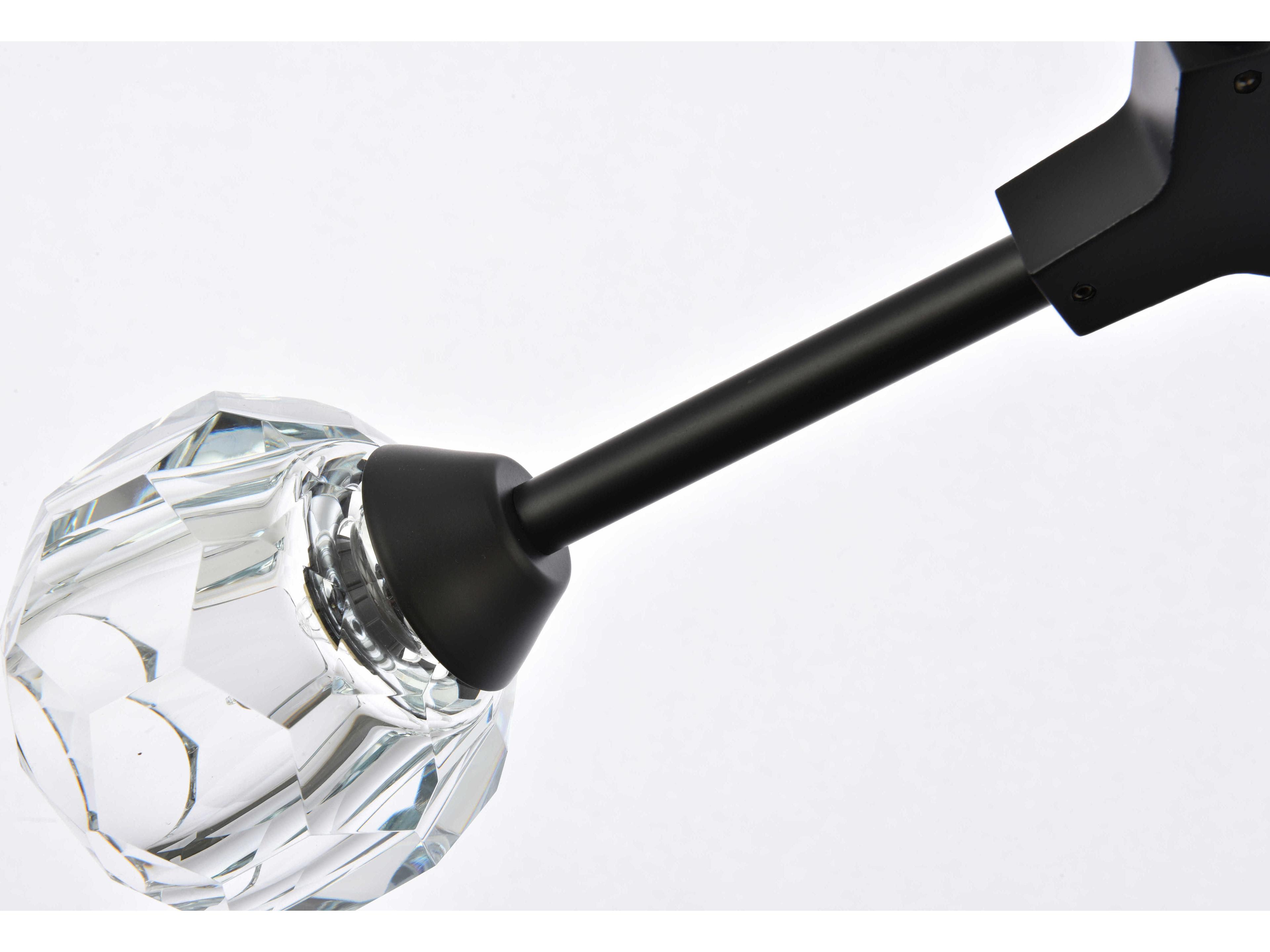 Elegant Lighting Zayne 4-Light Black Crystal Geometric Linear Island Pendant