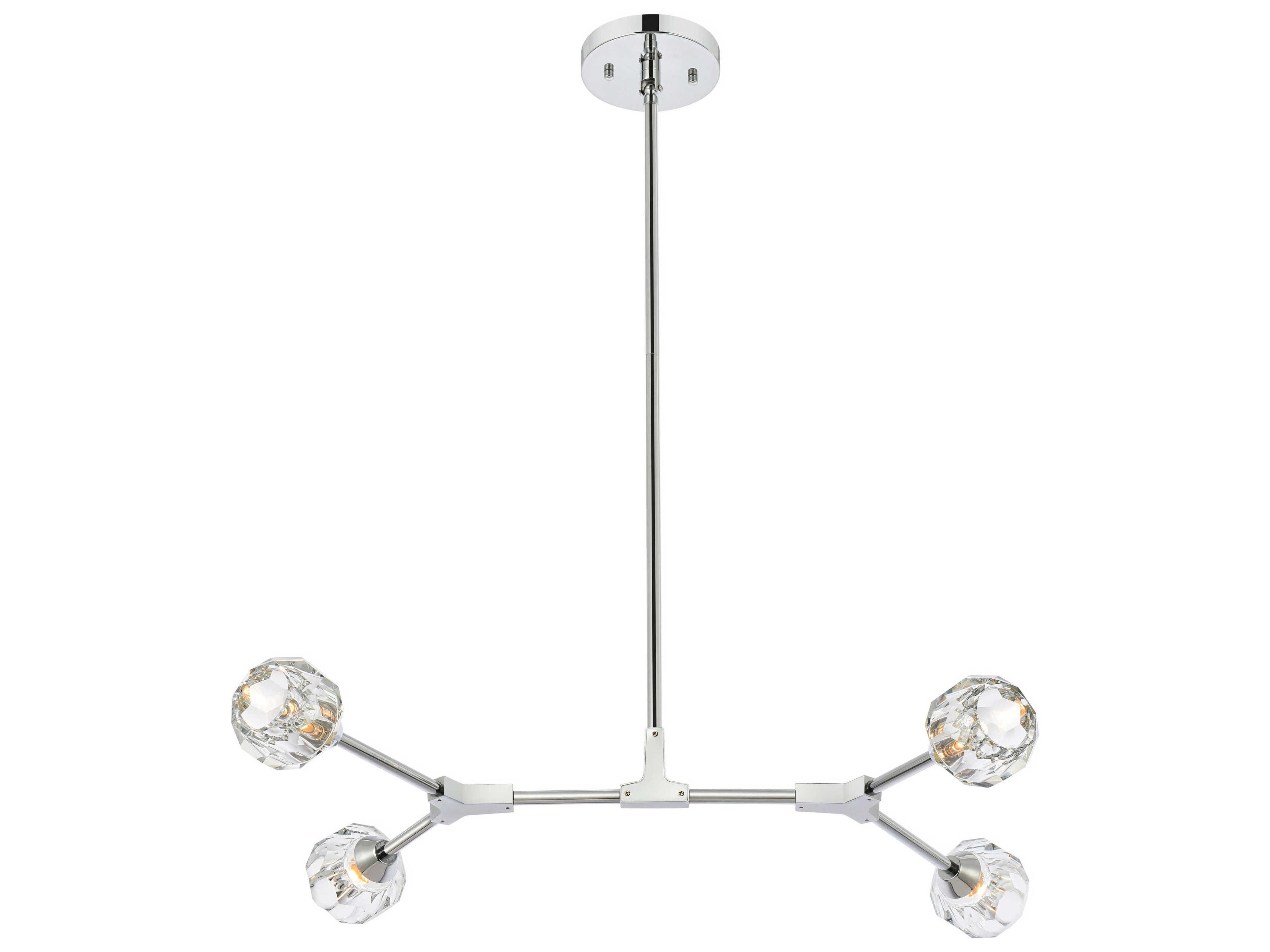 Zayne 4-Light Chrome Crystal Geometric Linear Island Pendant