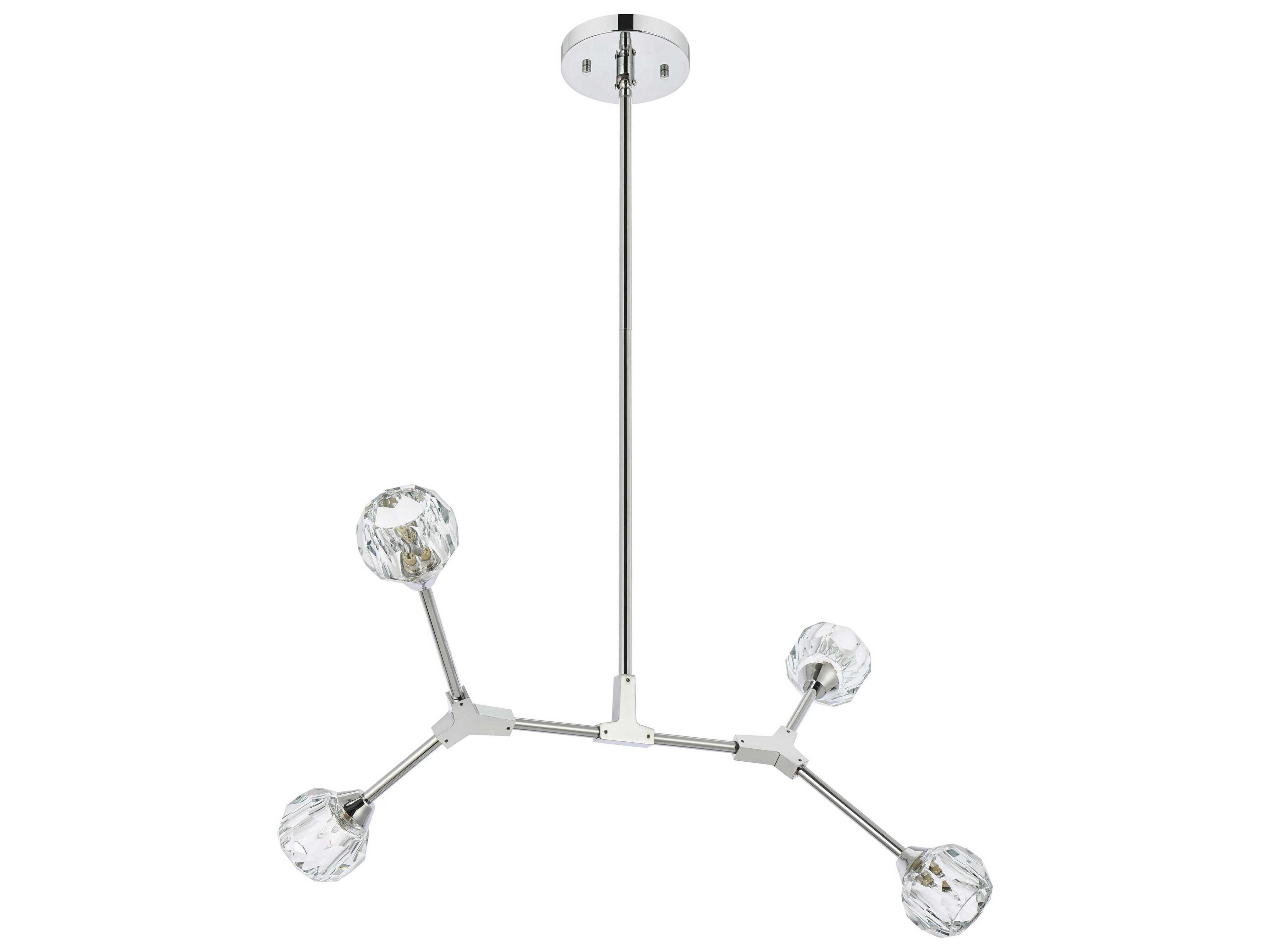 Elegant Lighting Zayne 4-Light Chrome Crystal Geometric Linear Island Pendant