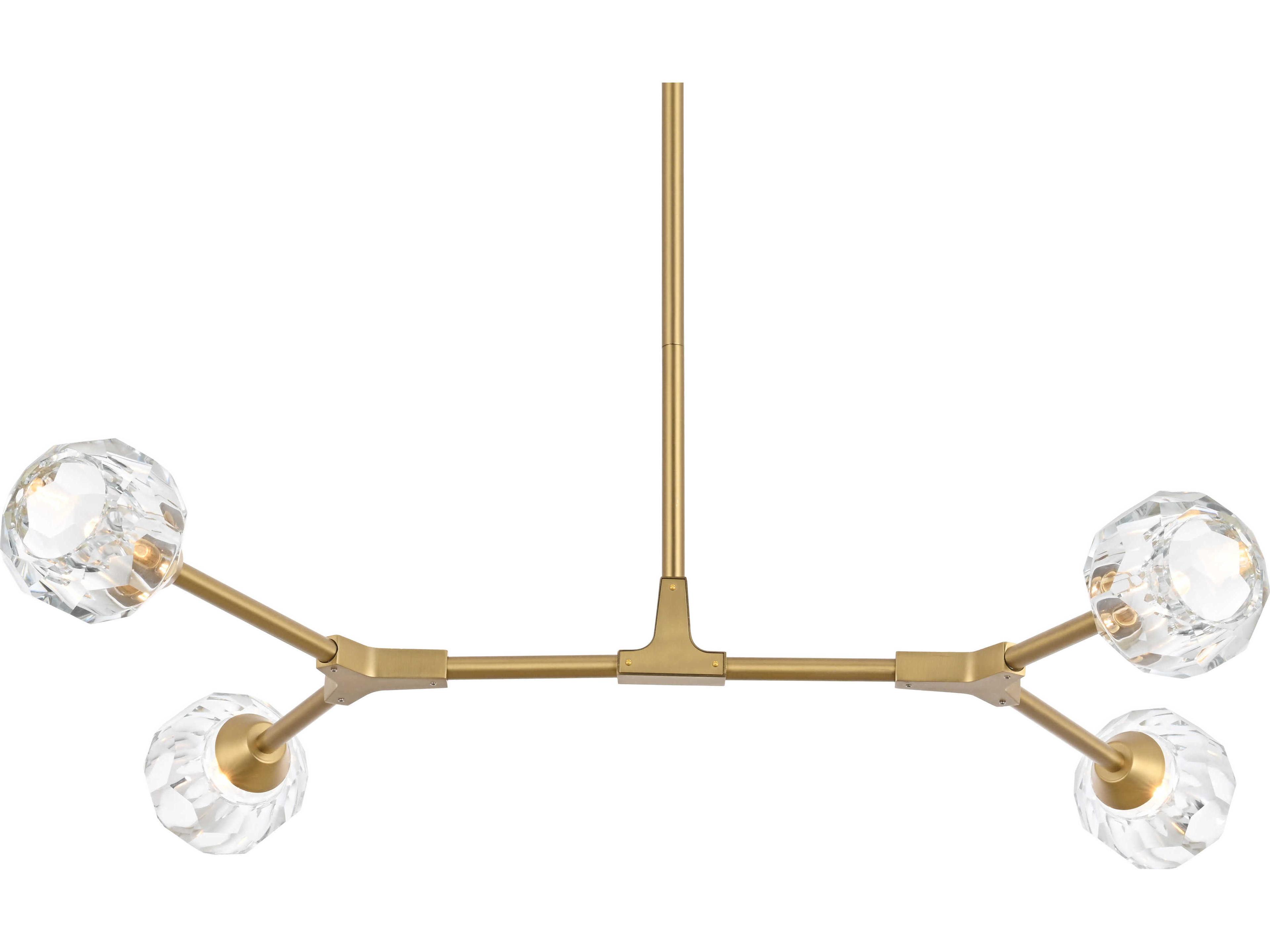 Elegant Lighting Zayne 4-Light Gold Crystal Geometric Linear Island Pendant