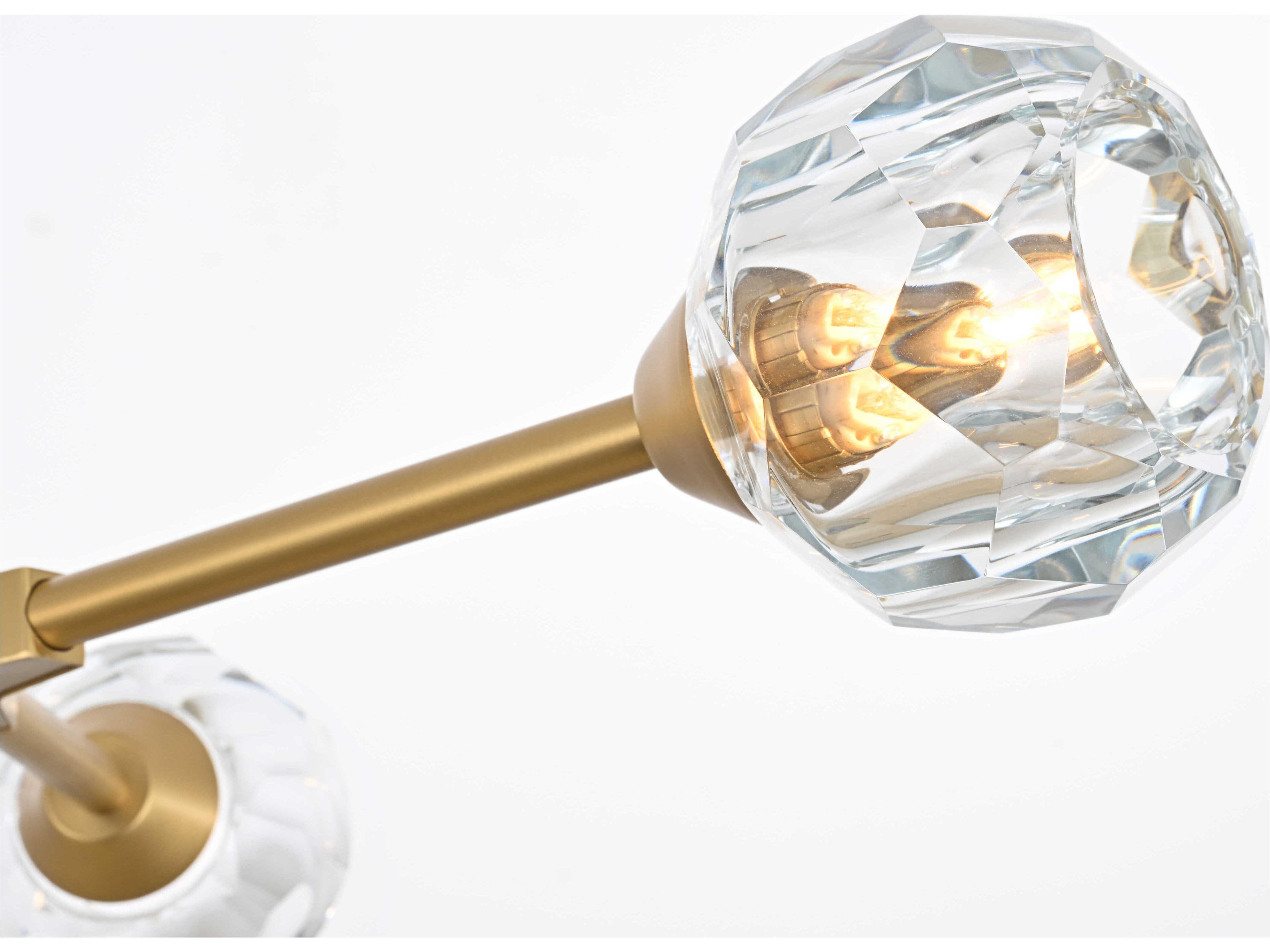 Elegant Lighting Zayne 4-Light Gold Crystal Geometric Linear Island Pendant