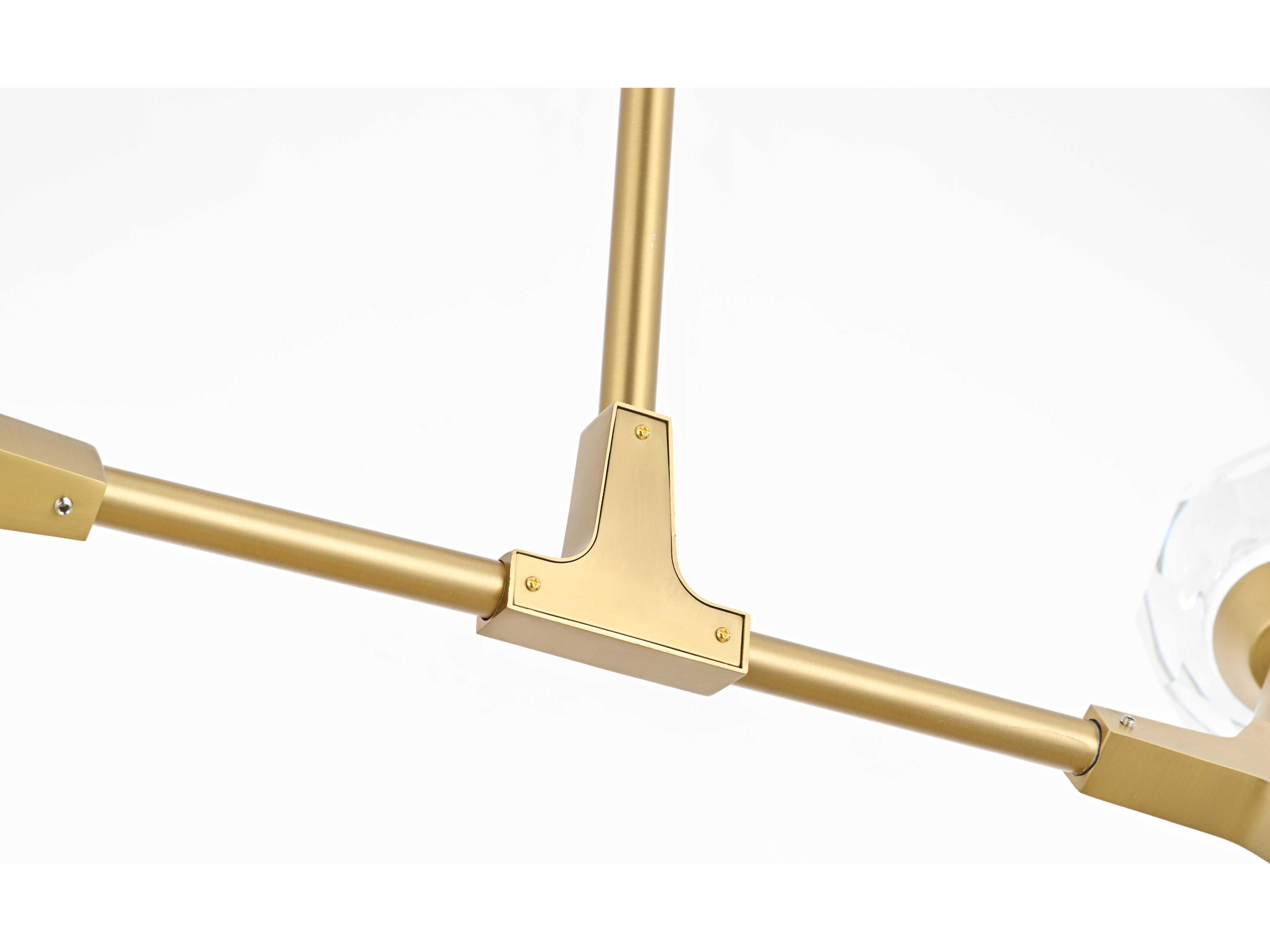 Elegant Lighting Zayne 4-Light Gold Crystal Geometric Linear Island Pendant