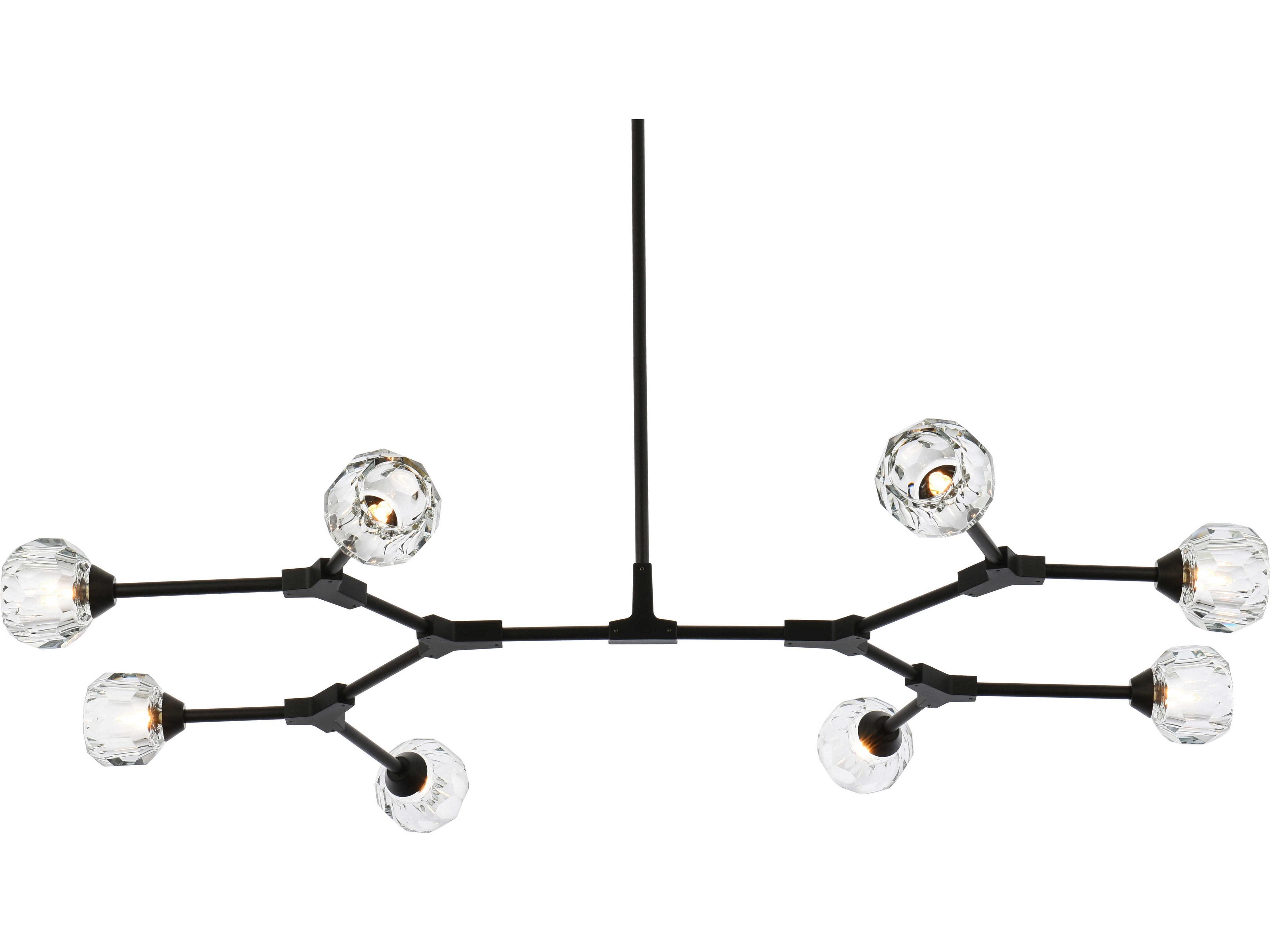 Elegant Lighting Zayne 8-Light Black Crystal Geometric Linear Island Pendant
