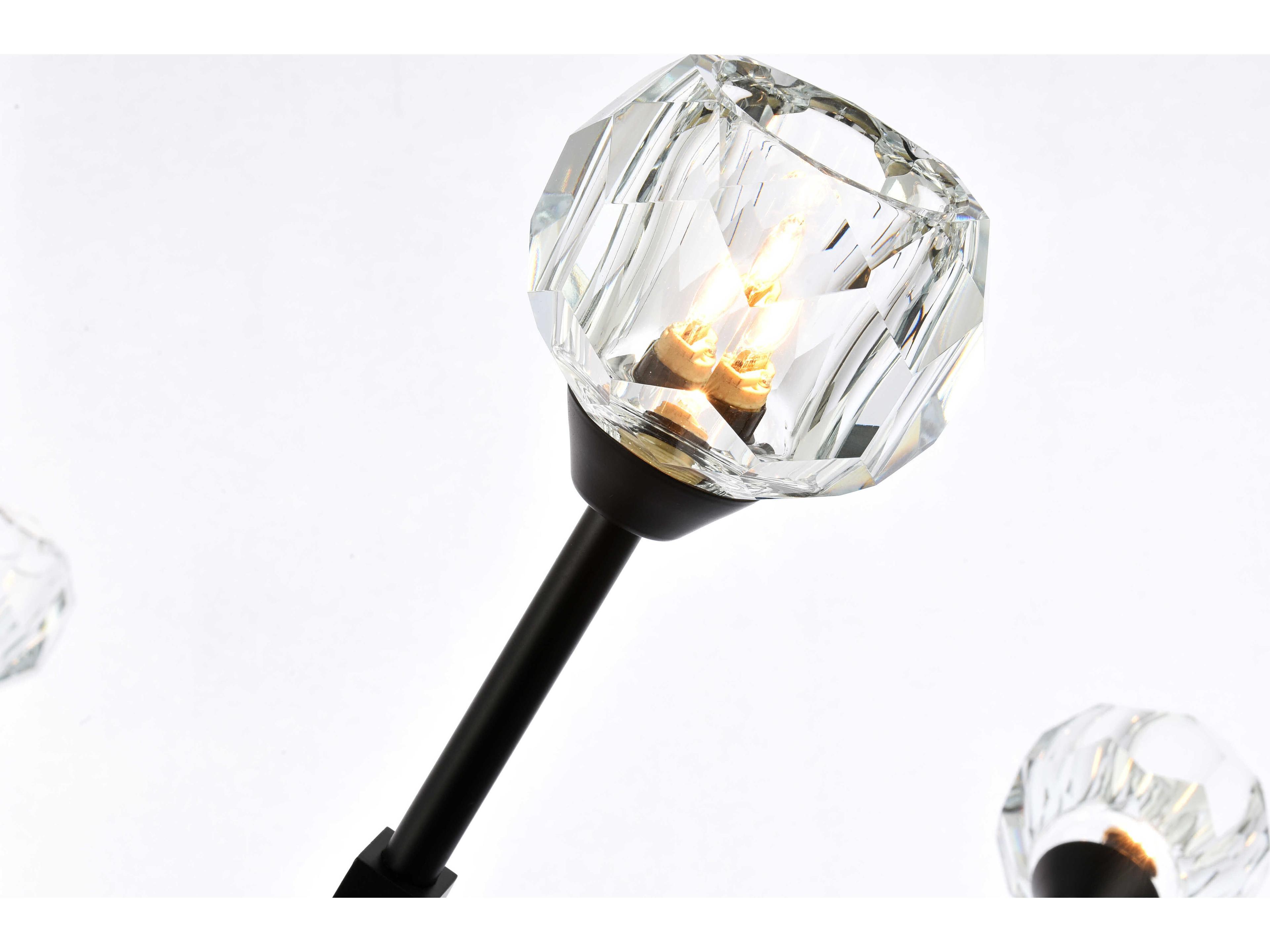 Elegant Lighting Zayne 8-Light Black Crystal Geometric Linear Island Pendant