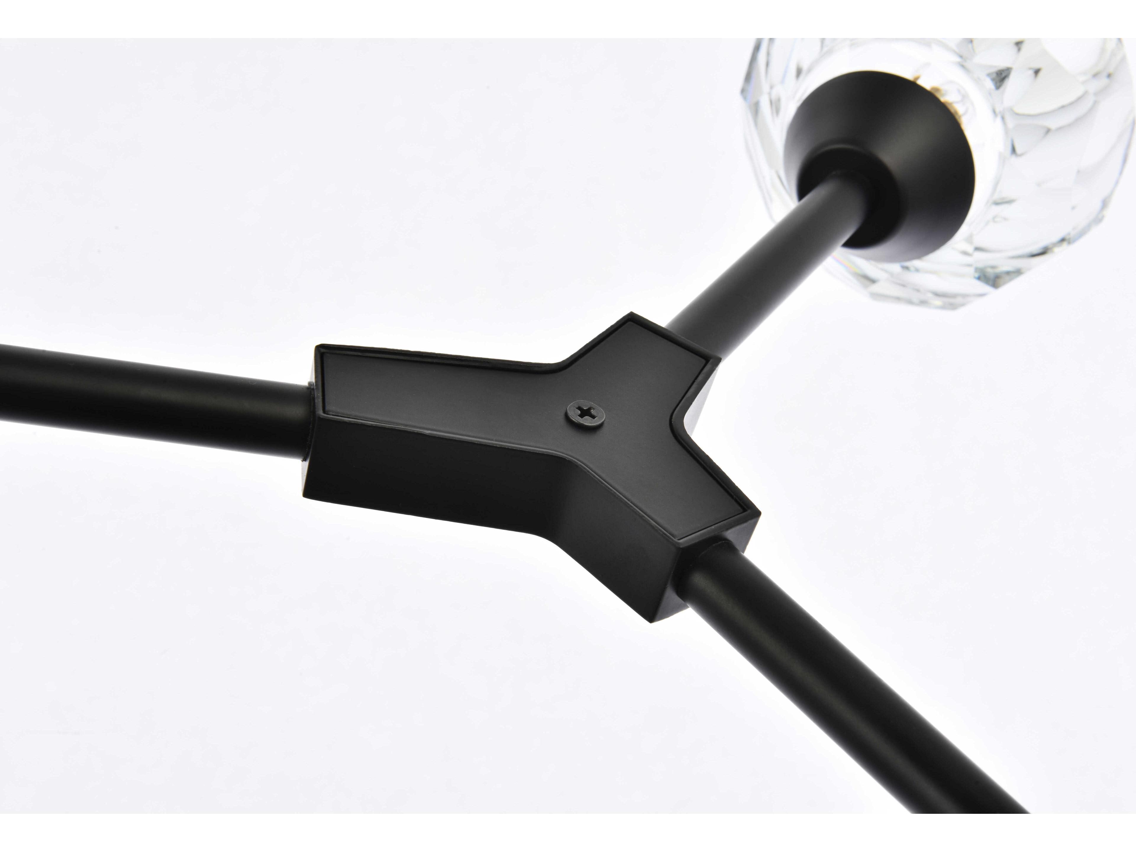 Elegant Lighting Zayne 8-Light Black Crystal Geometric Linear Island Pendant