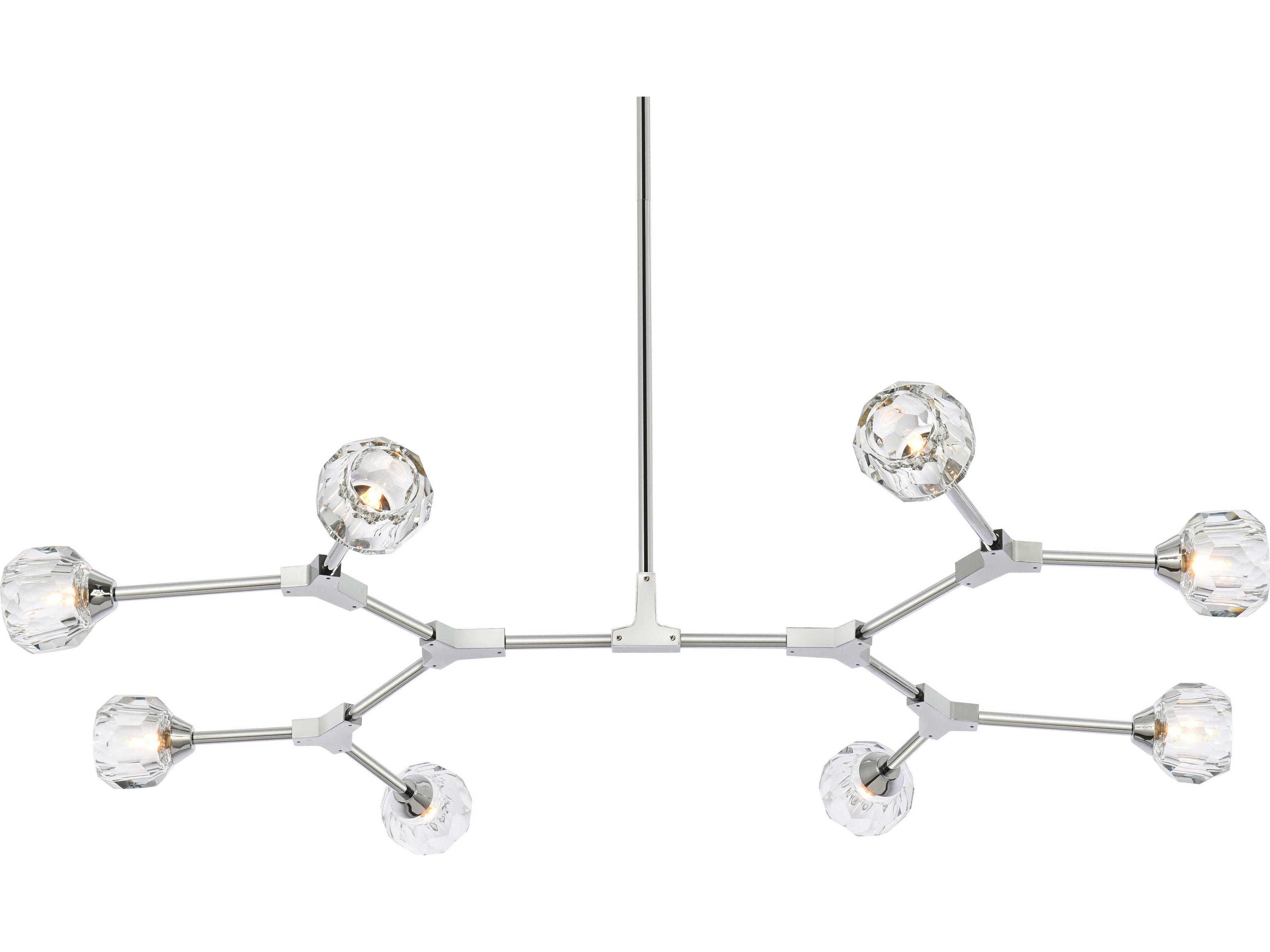 Elegant Lighting Zayne 8-Light Chrome Crystal Geometric Linear Island Pendant