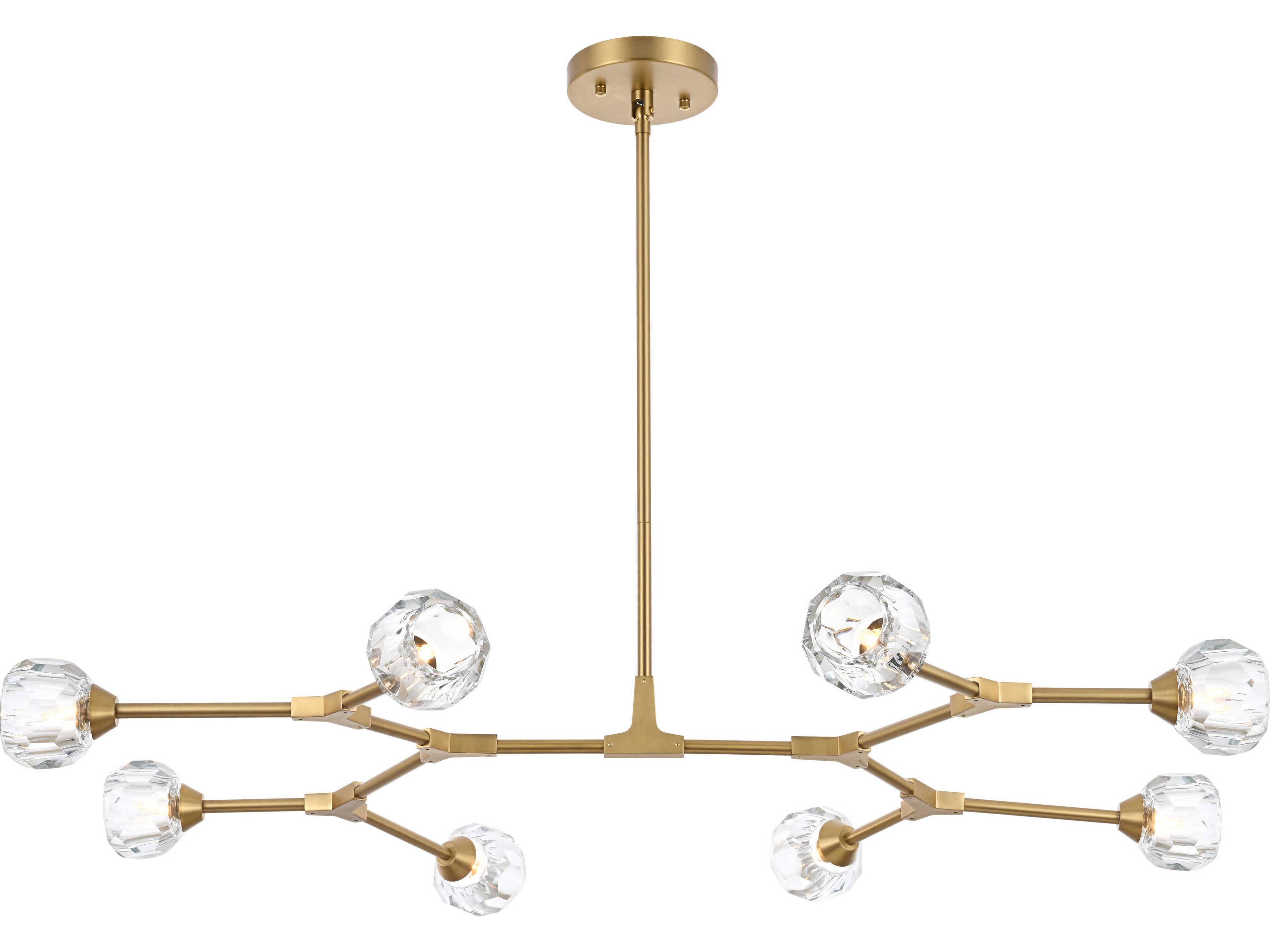 Zayne 8-Light Gold Crystal Geometric Linear Island Pendant