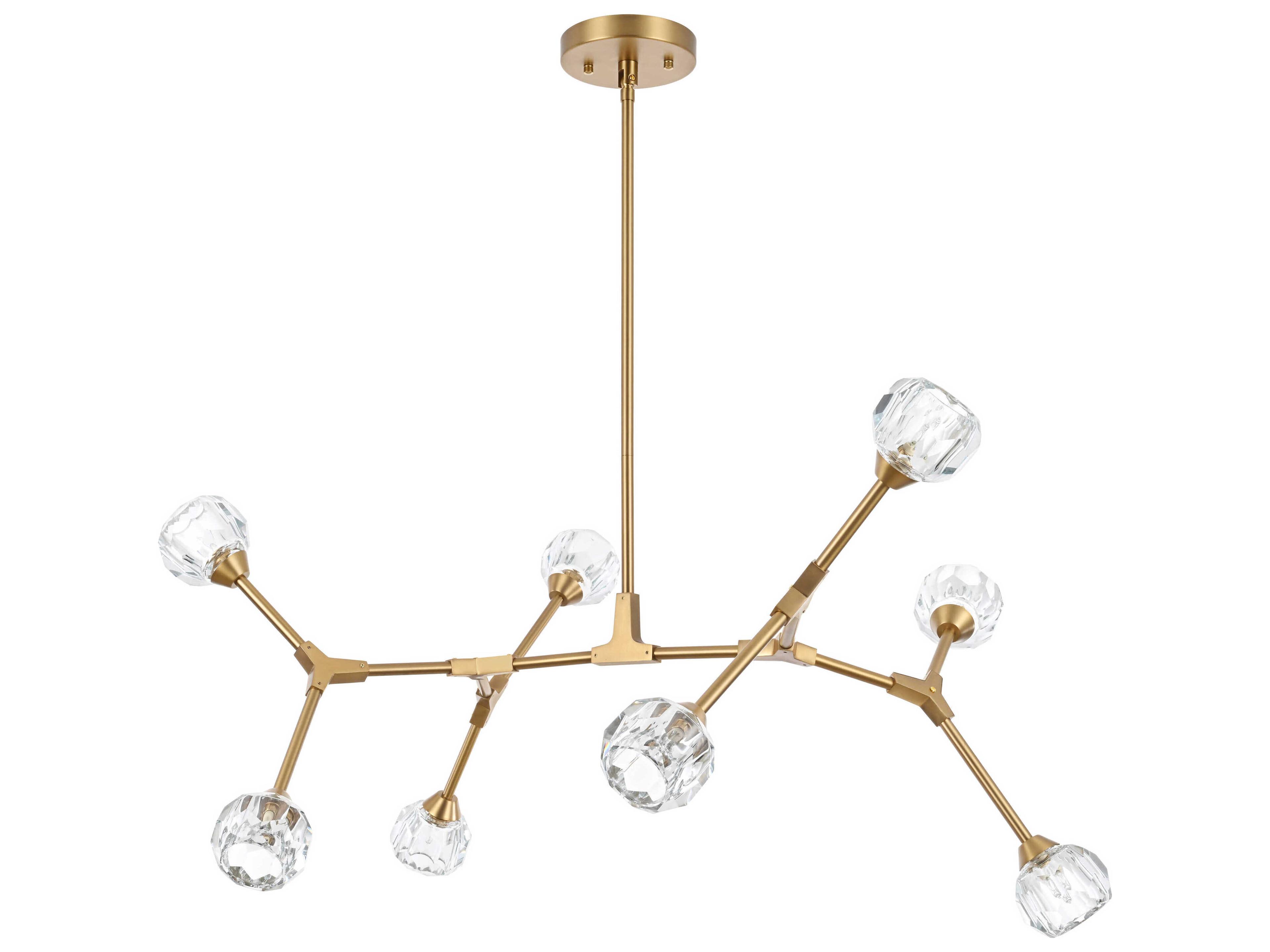 Elegant Lighting Zayne 8-Light Gold Crystal Geometric Linear Island Pendant