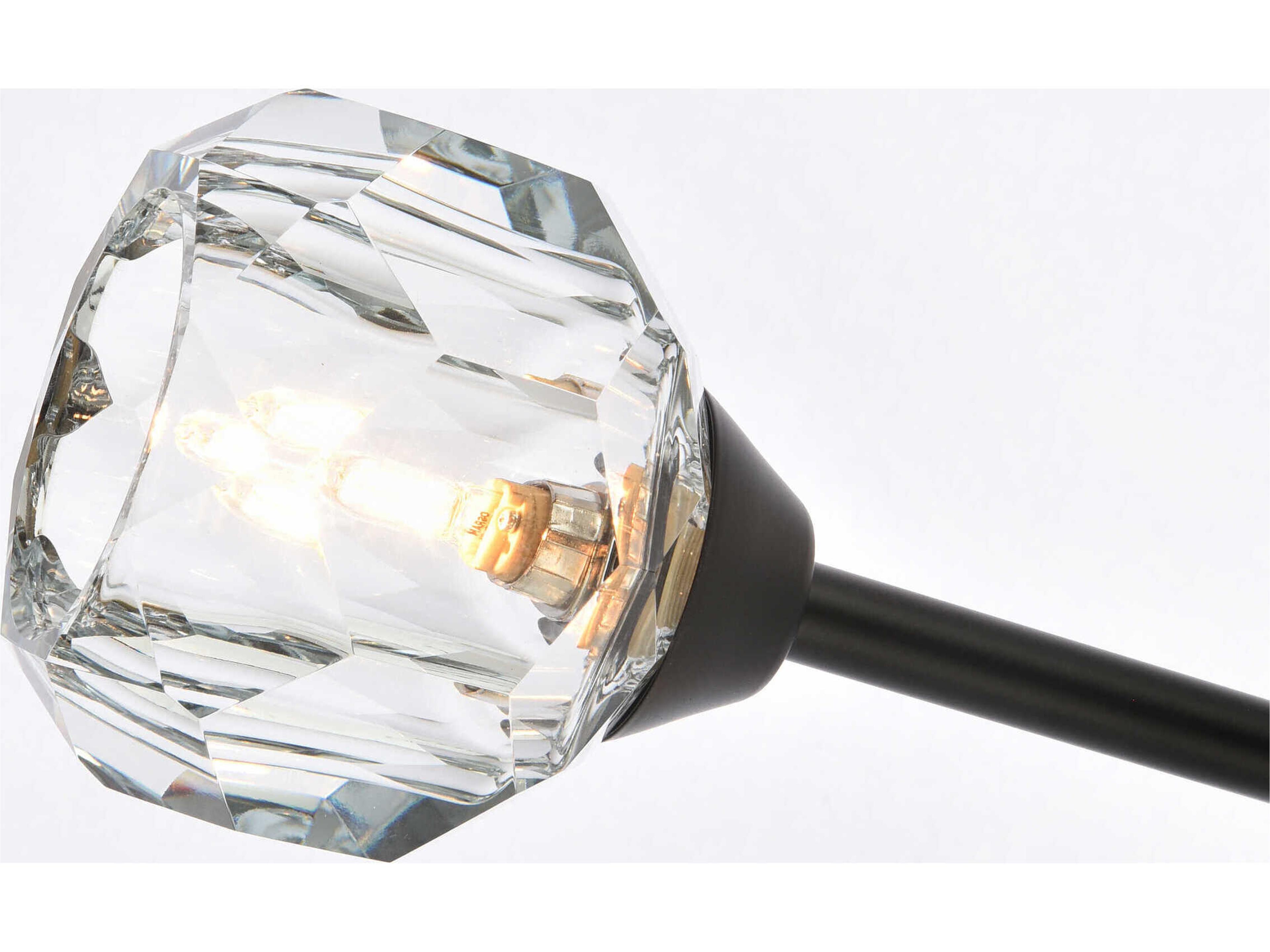 Elegant Lighting Zayne 6-Light Black Crystal Geometric Linear Island Pendant