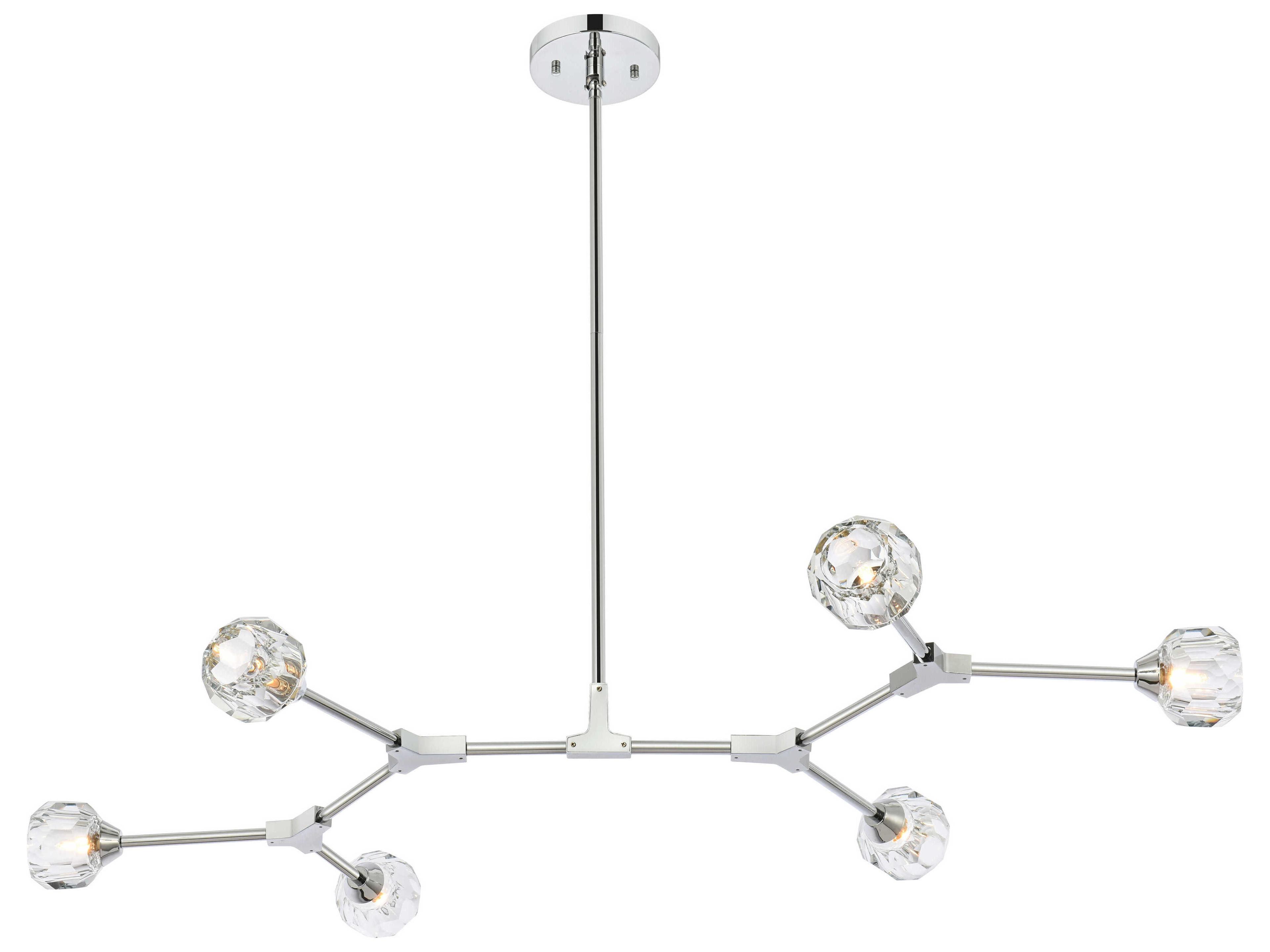 Zayne 6-Light Chrome Crystal Geometric Linear Island Pendant