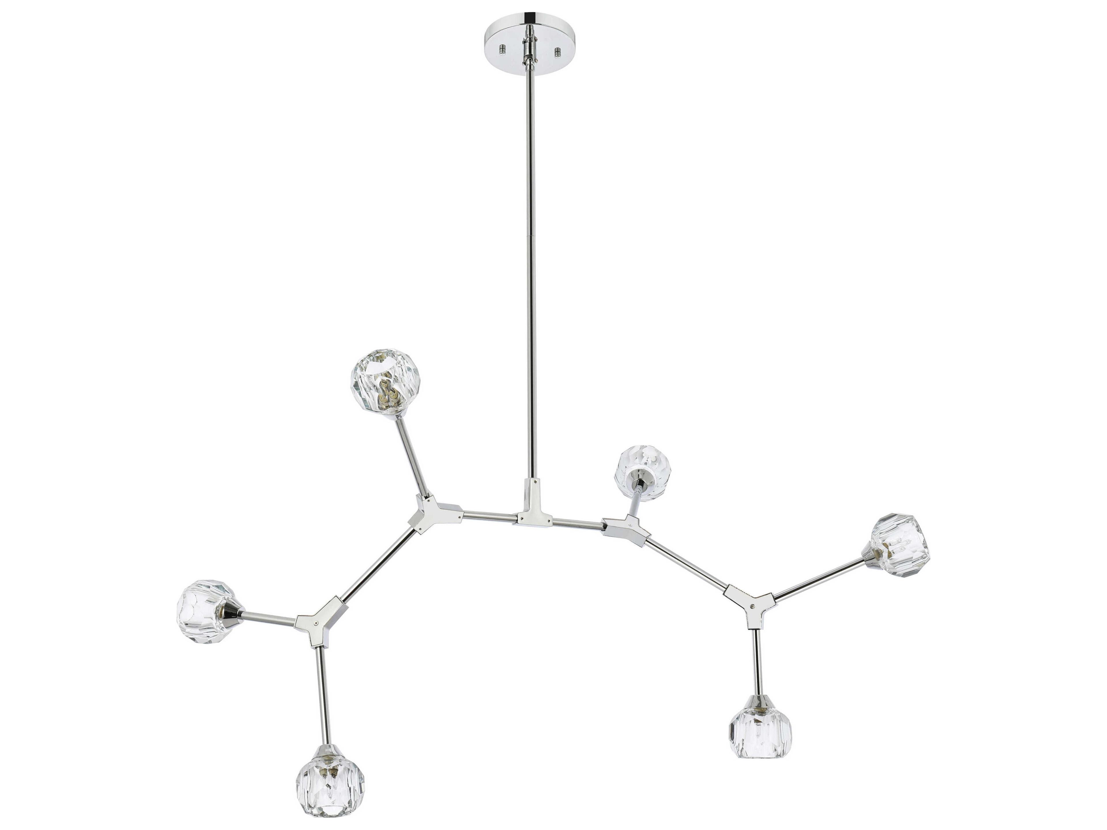 Elegant Lighting Zayne 6-Light Chrome Crystal Geometric Linear Island Pendant