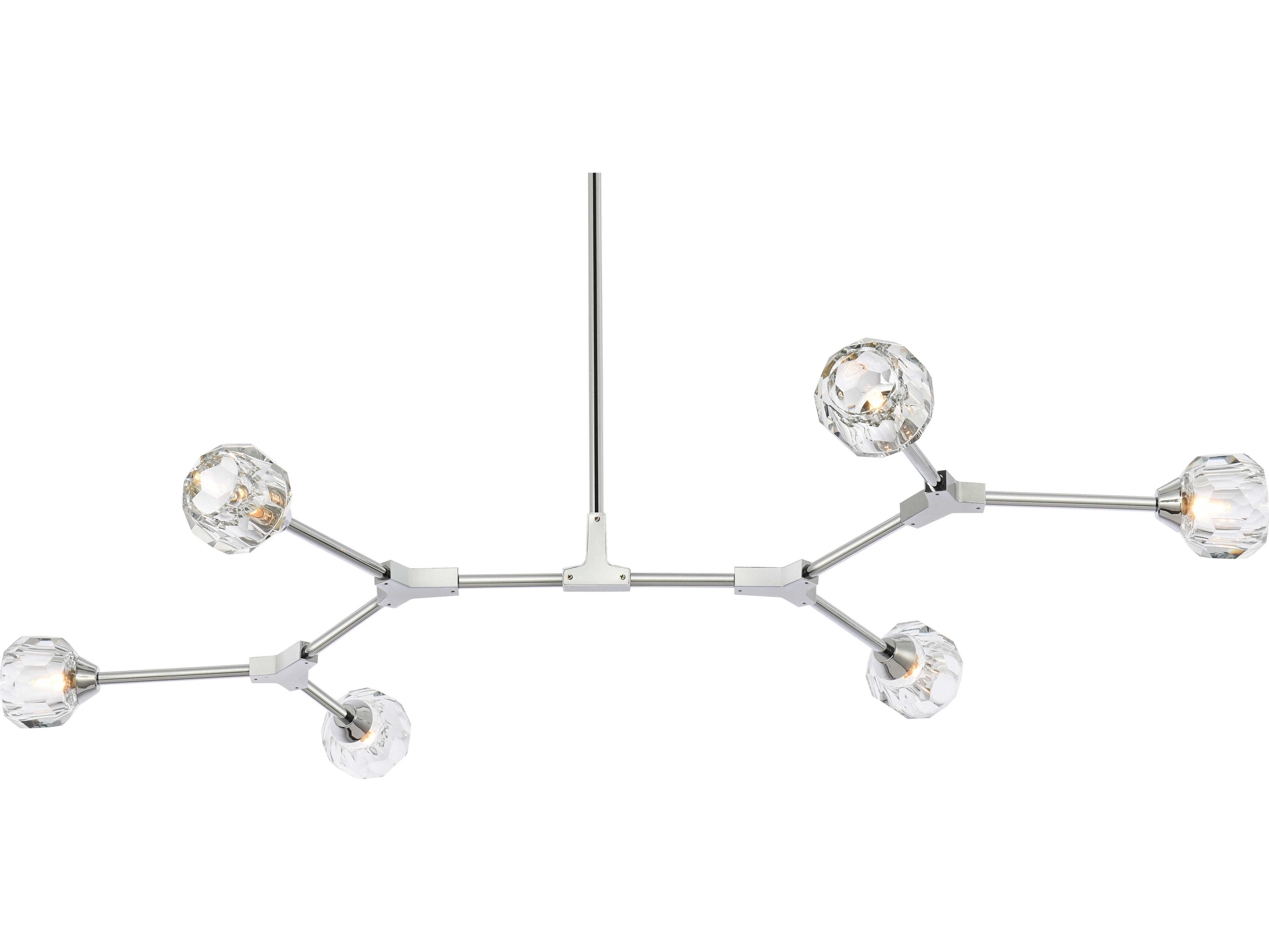 Elegant Lighting Zayne 6-Light Chrome Crystal Geometric Linear Island Pendant