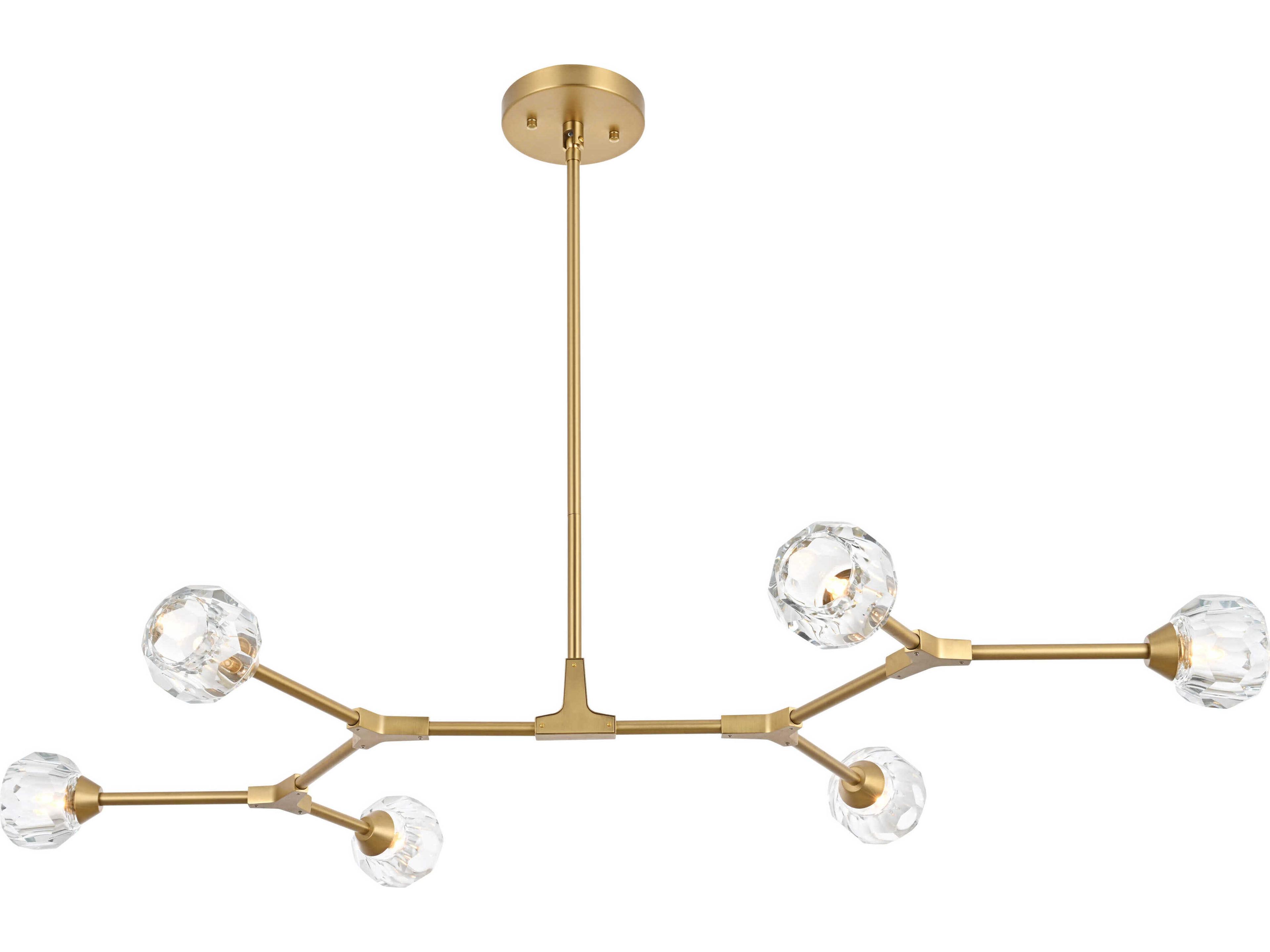 Zayne 6-Light Gold Crystal Geometric Linear Island Pendant