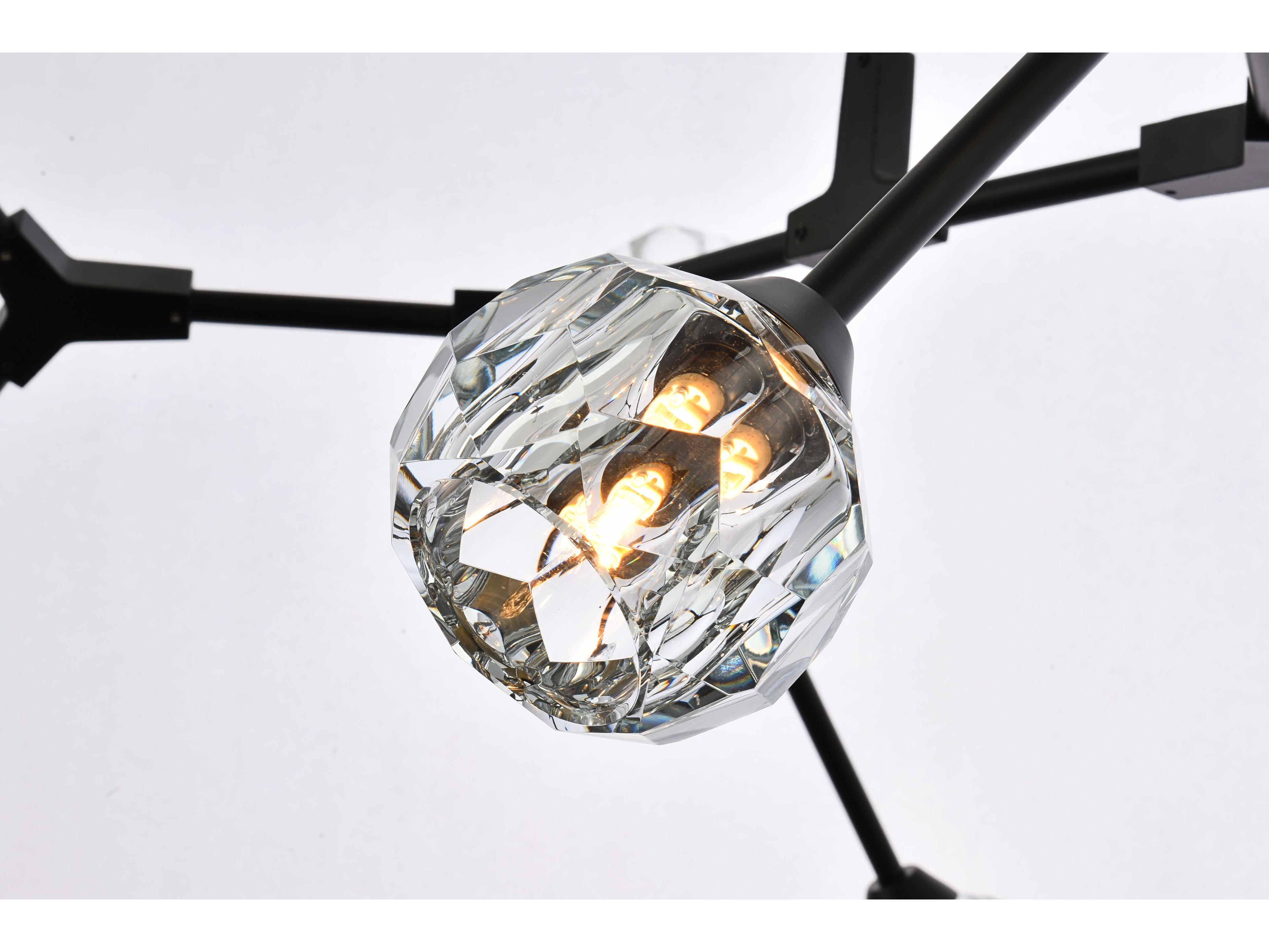 Elegant Lighting Zayne 10-Light Black Crystal Geometric Linear Island Pendant