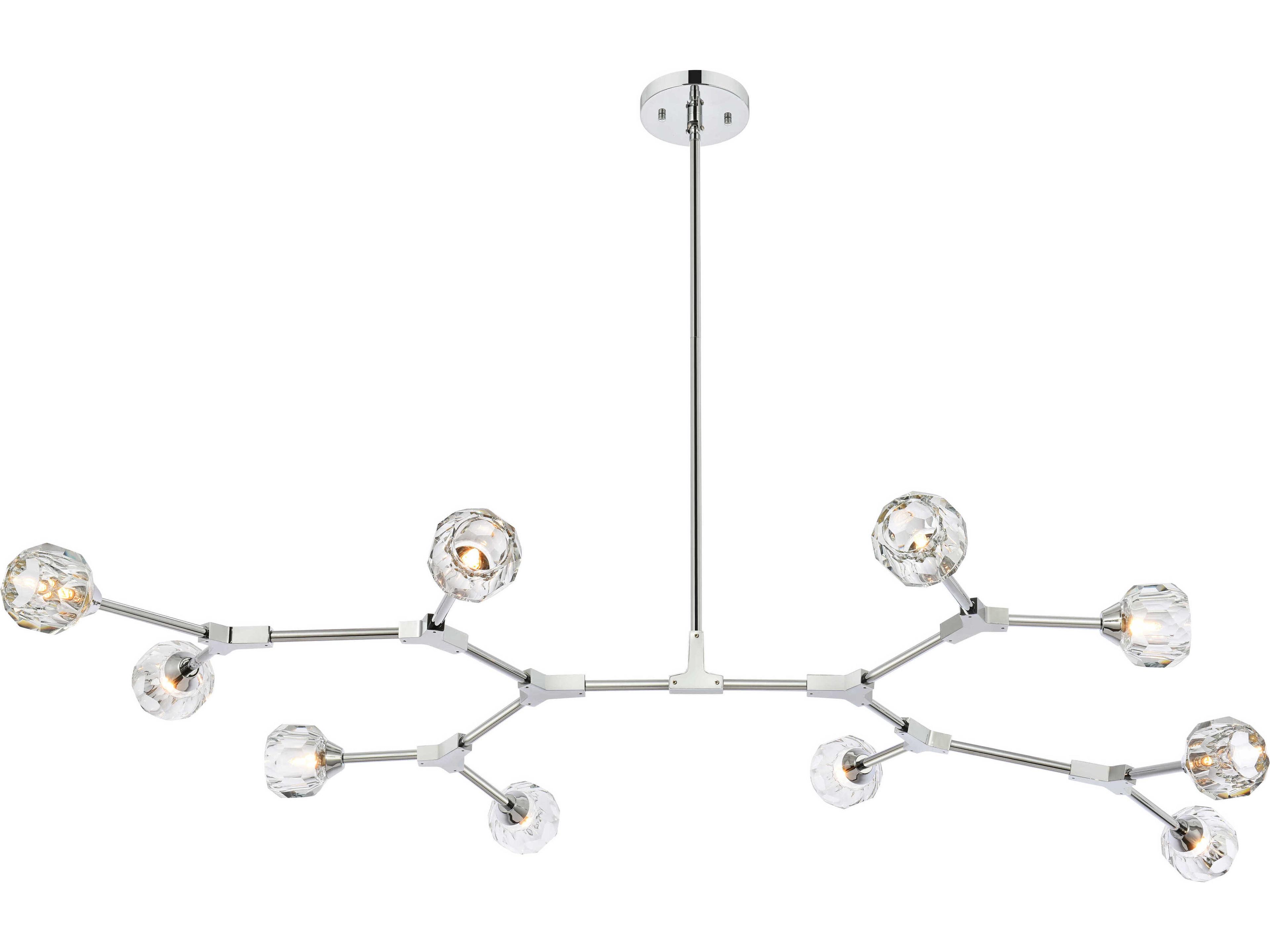 Zayne 10-Light Chrome Crystal Geometric Linear Island Pendant