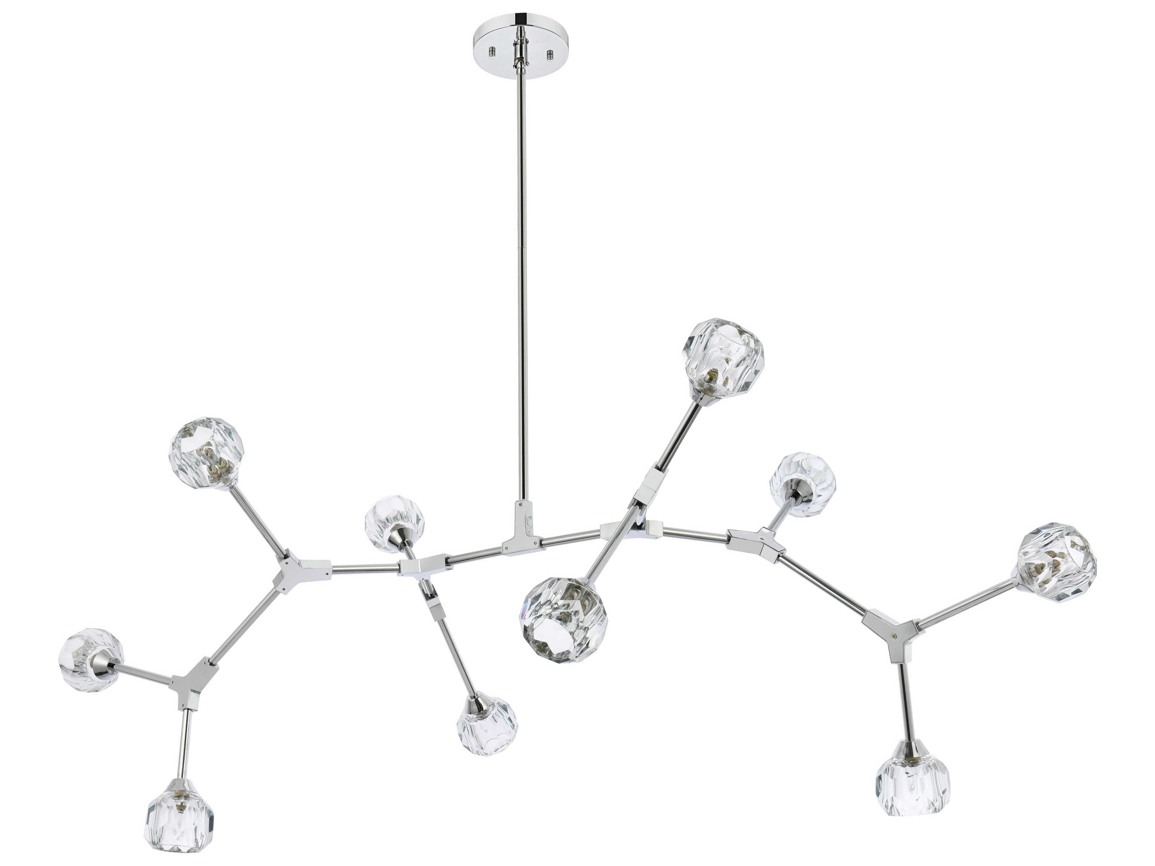 Elegant Lighting Zayne 10-Light Chrome Crystal Geometric Linear Island Pendant