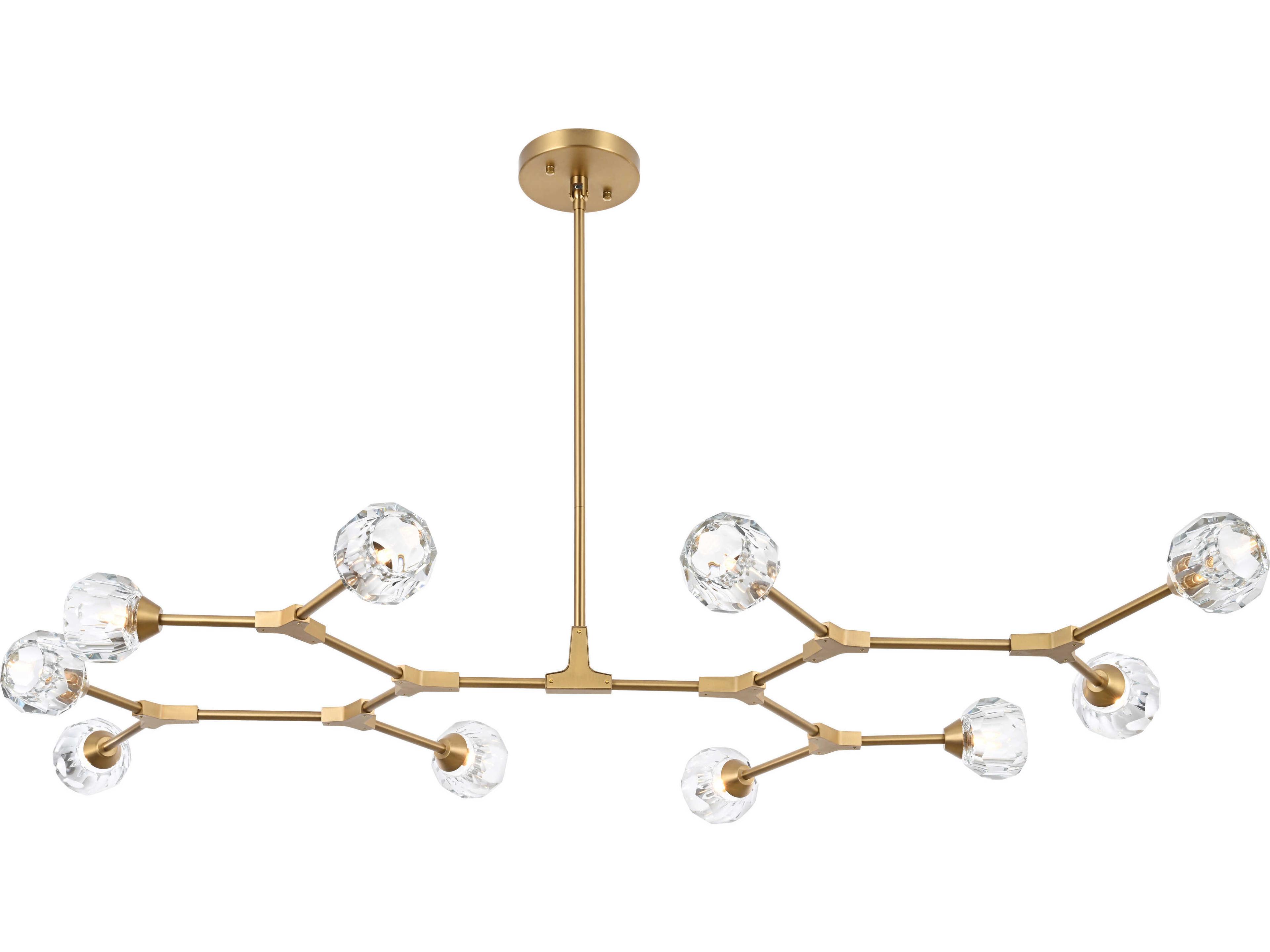 Zayne 10-Light Gold Crystal Geometric Linear Island Pendant