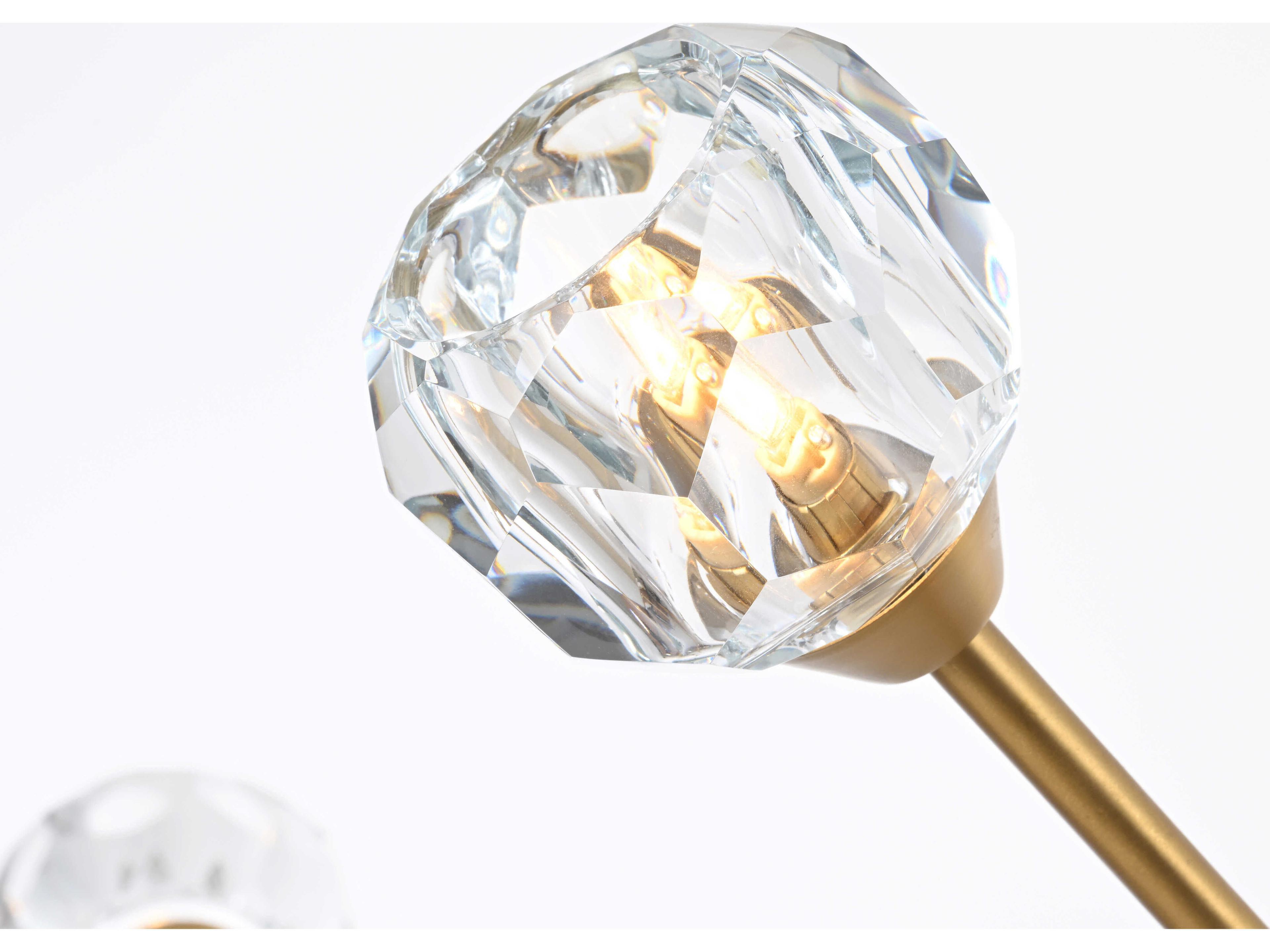 Elegant Lighting Zayne 10-Light Gold Crystal Geometric Linear Island Pendant