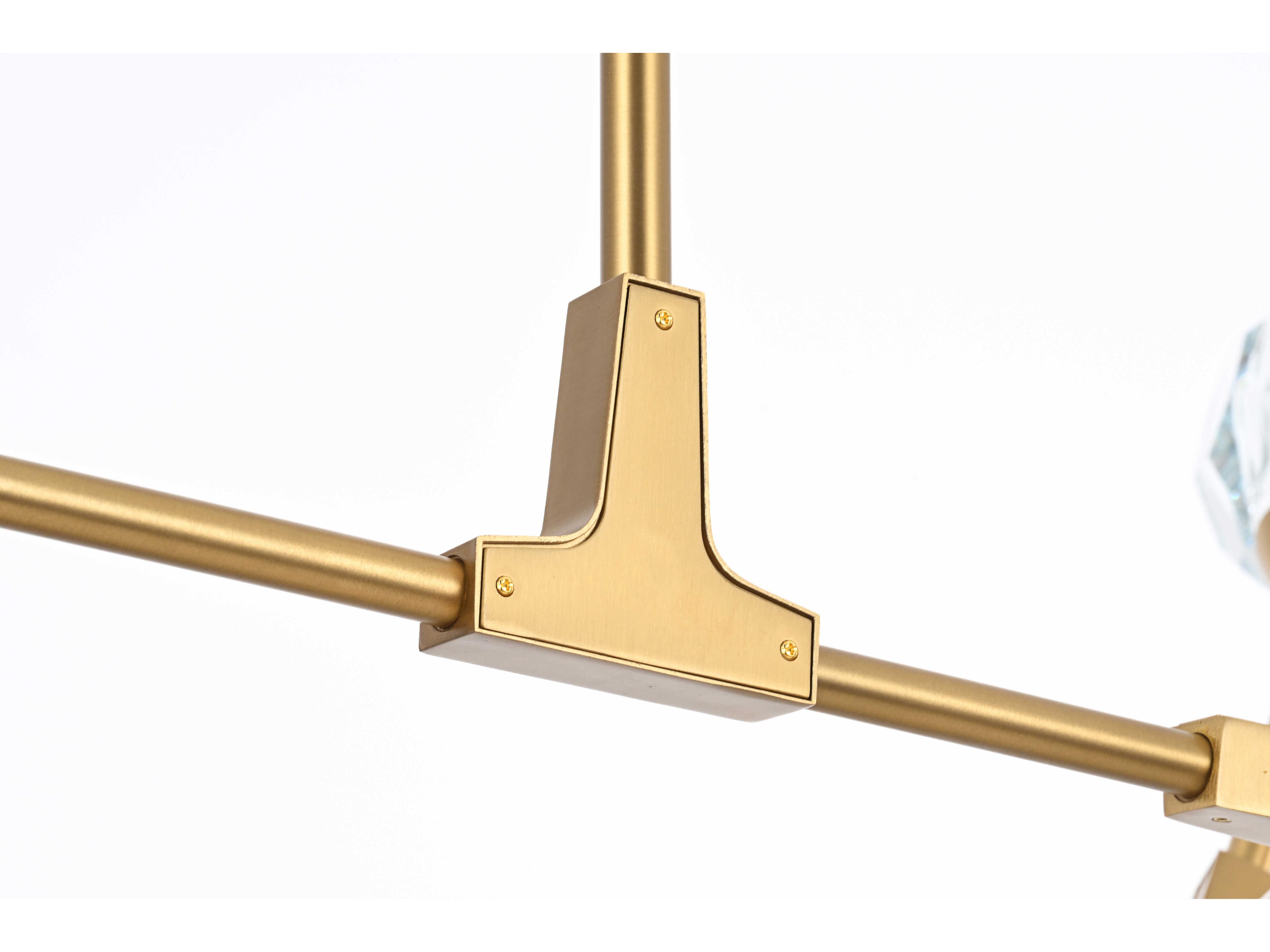 Elegant Lighting Zayne 10-Light Gold Crystal Geometric Linear Island Pendant