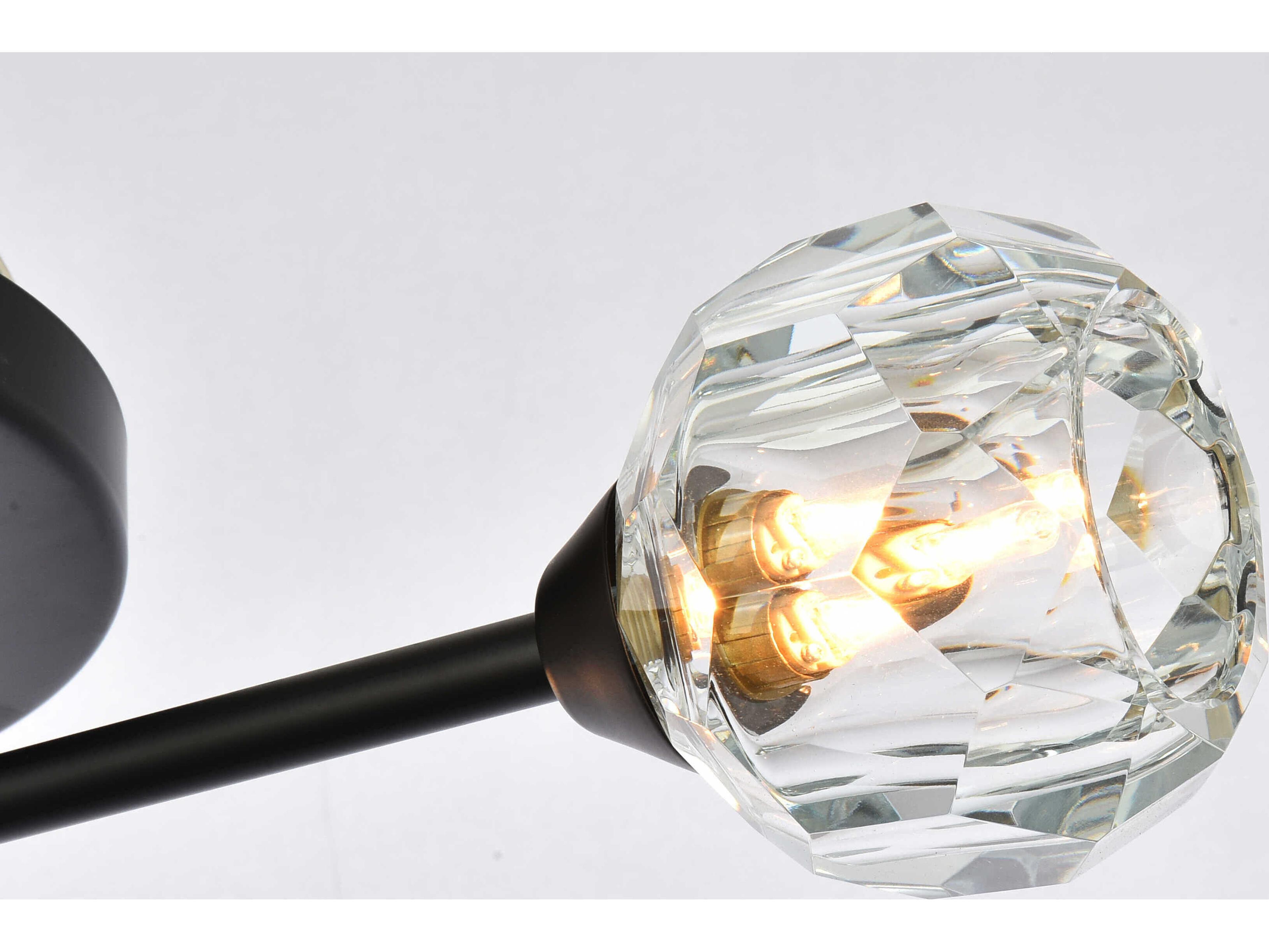 Elegant Lighting Zayne 3-Light Black Crystal Geometric Linear Semi Flush Mount