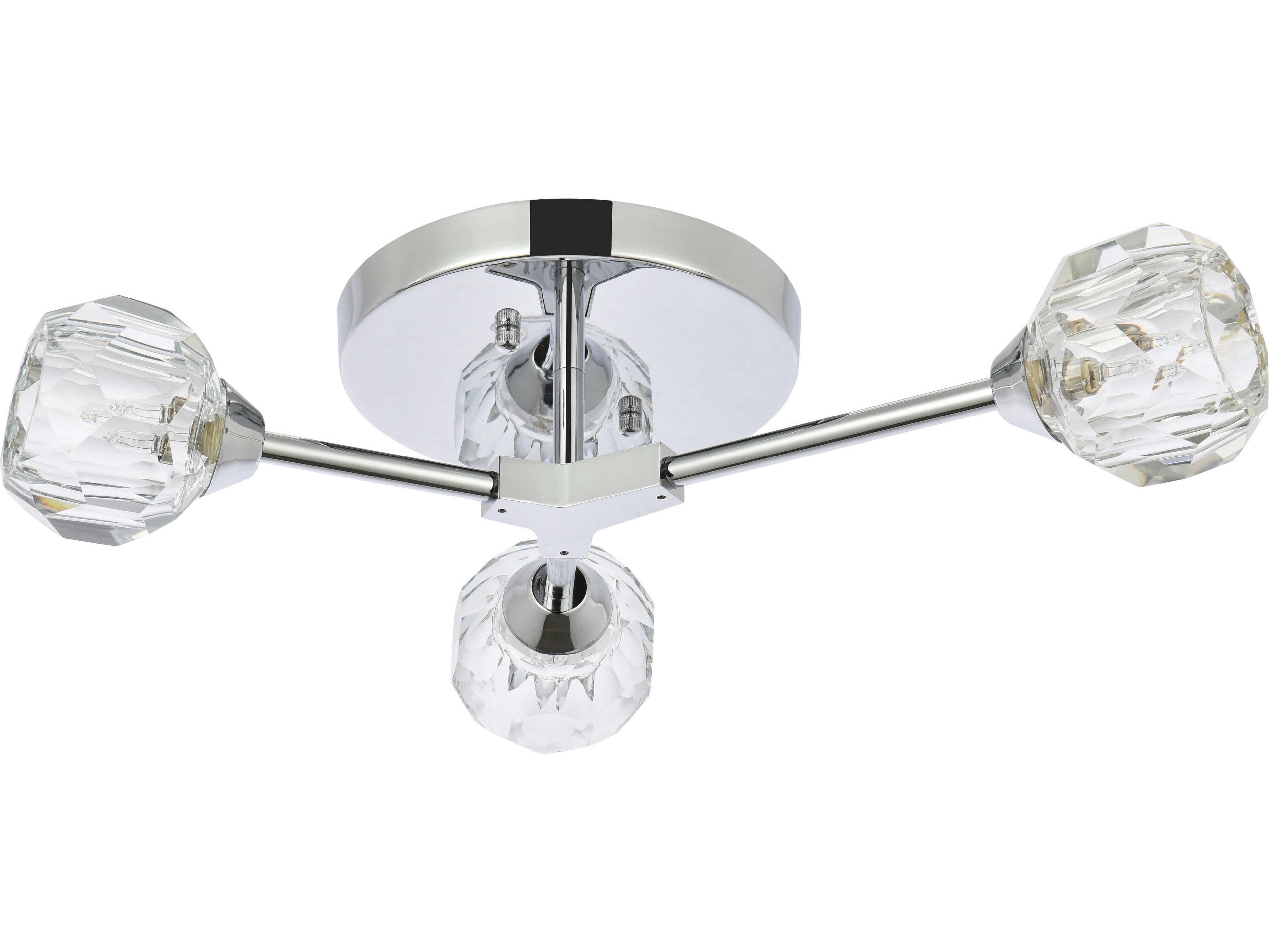 Elegant Lighting Zayne 3-Light Chrome Crystal Geometric Semi Flush Mount