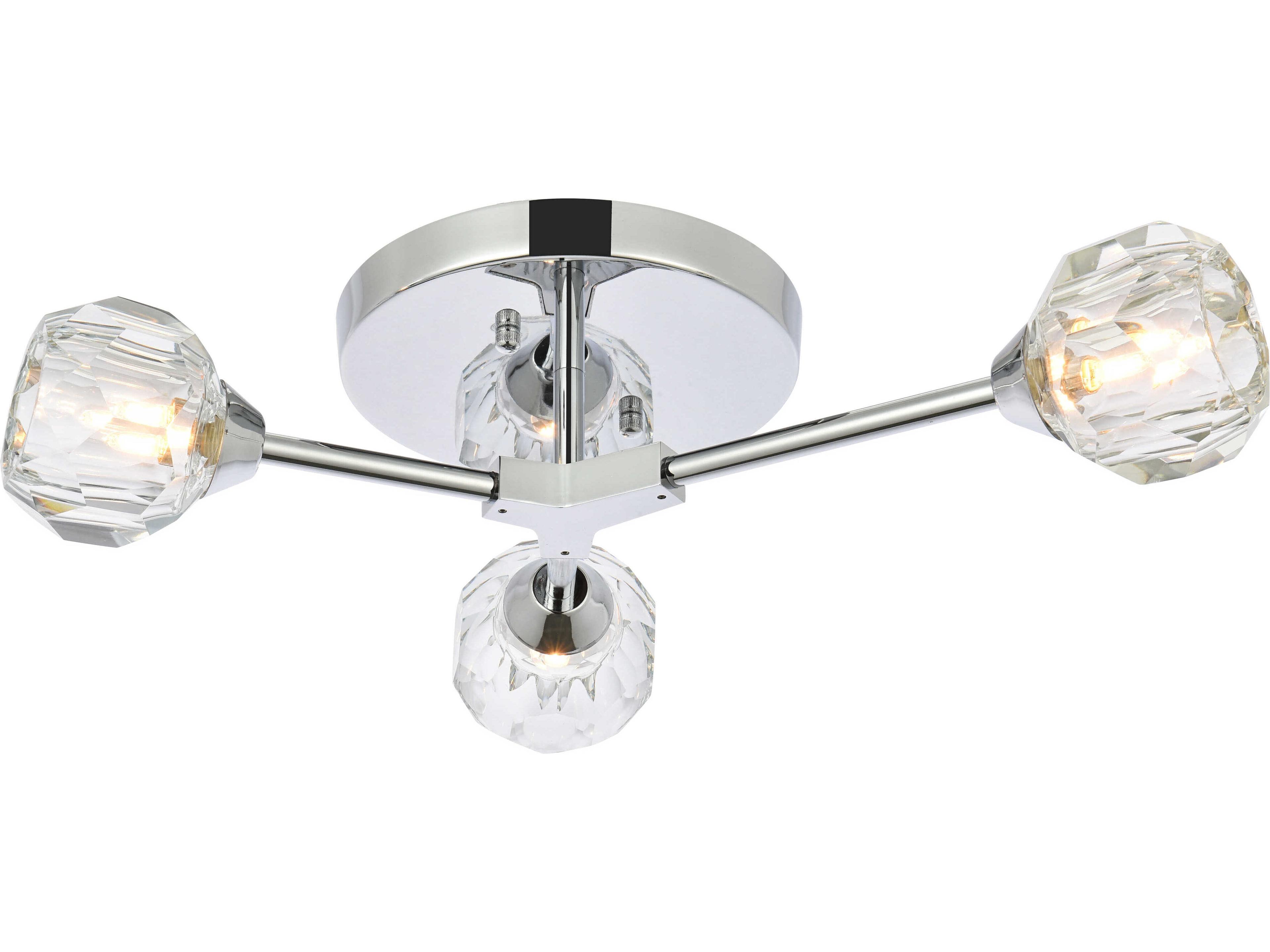 Elegant Lighting Zayne 3-Light Chrome Crystal Geometric Semi Flush Mount
