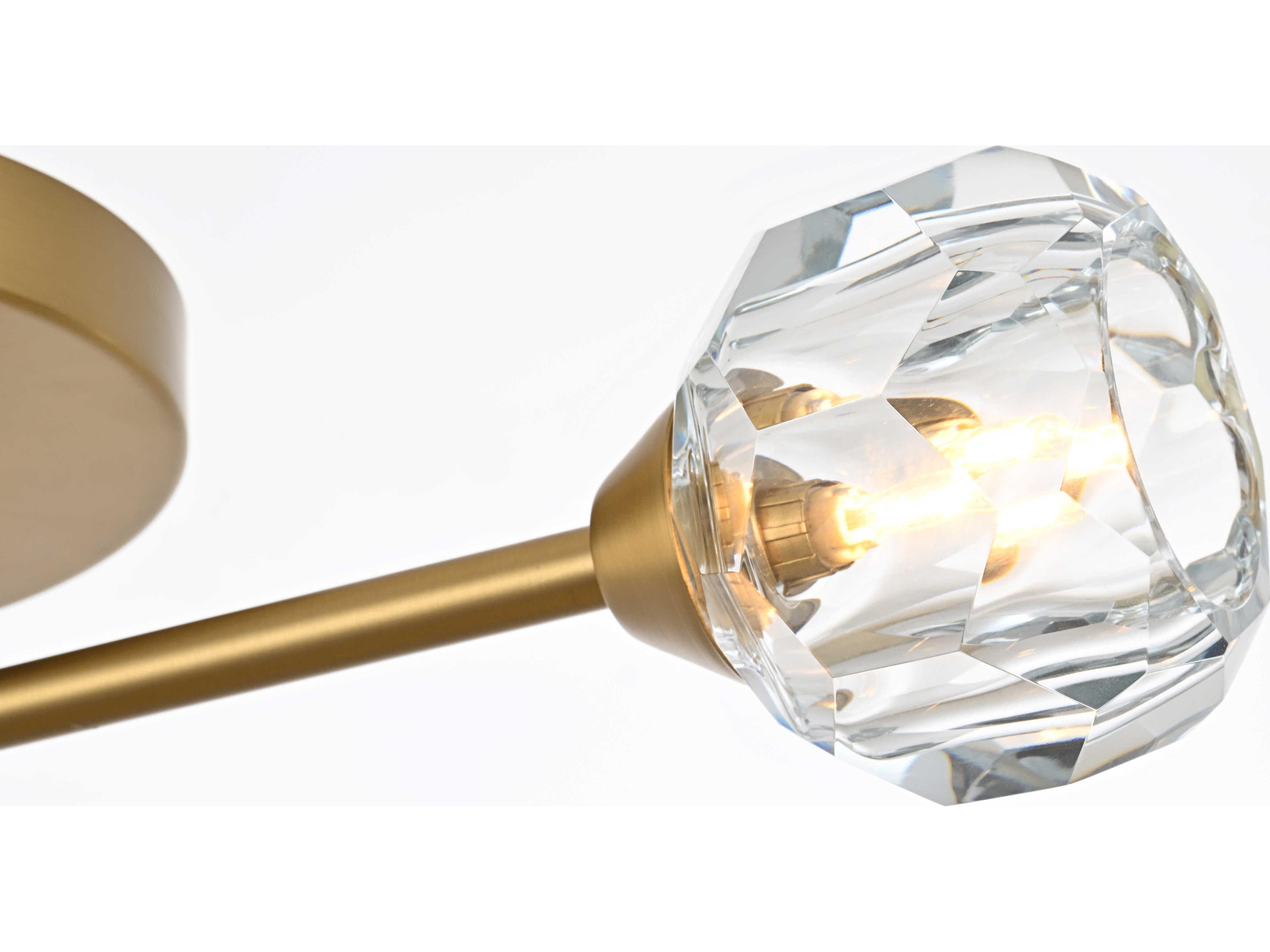 Elegant Lighting Zayne 3-Light Gold Crystal Geometric Semi Flush Mount