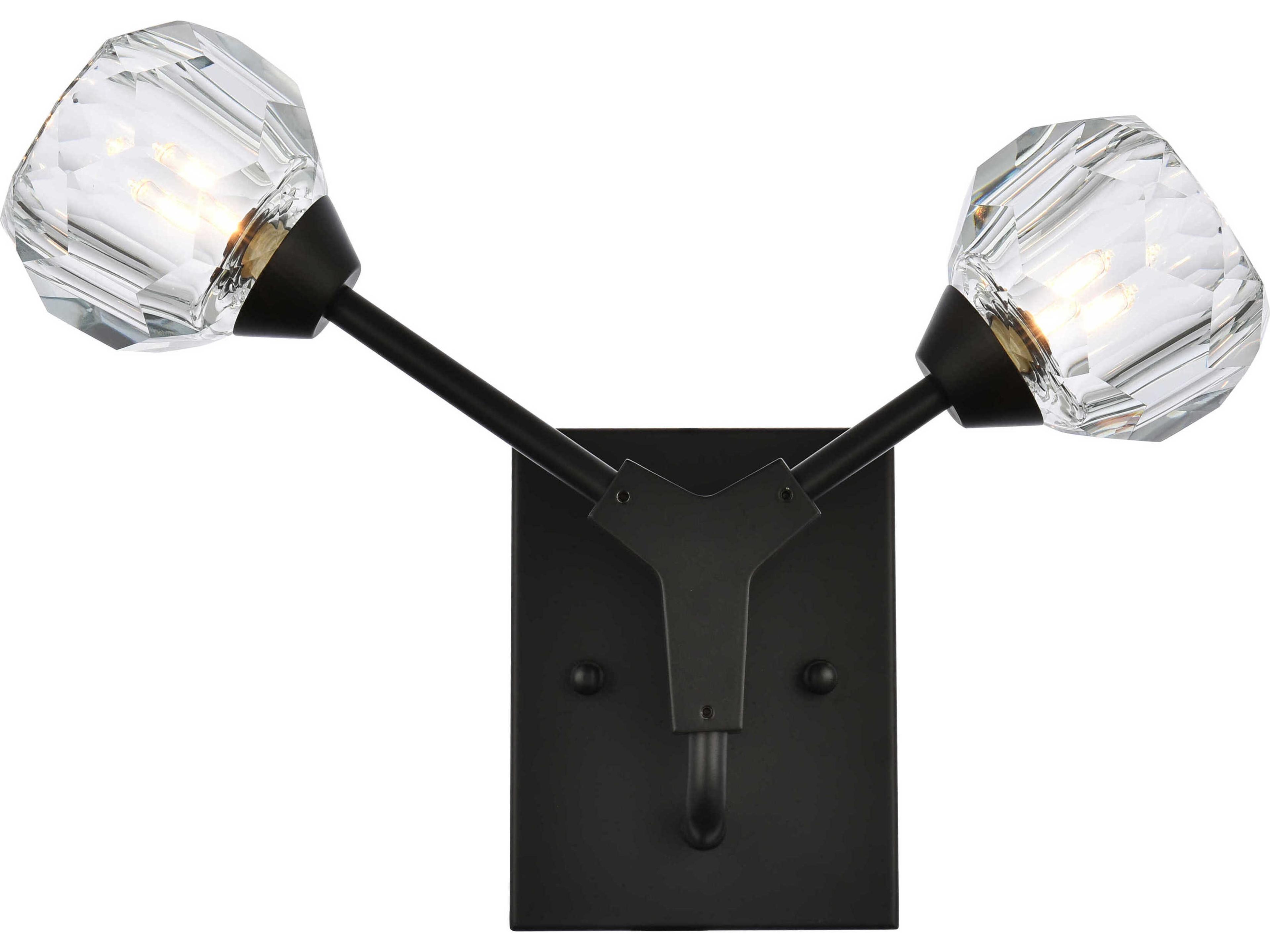 Zayne 2-Light Black Crystal Wall Sconce