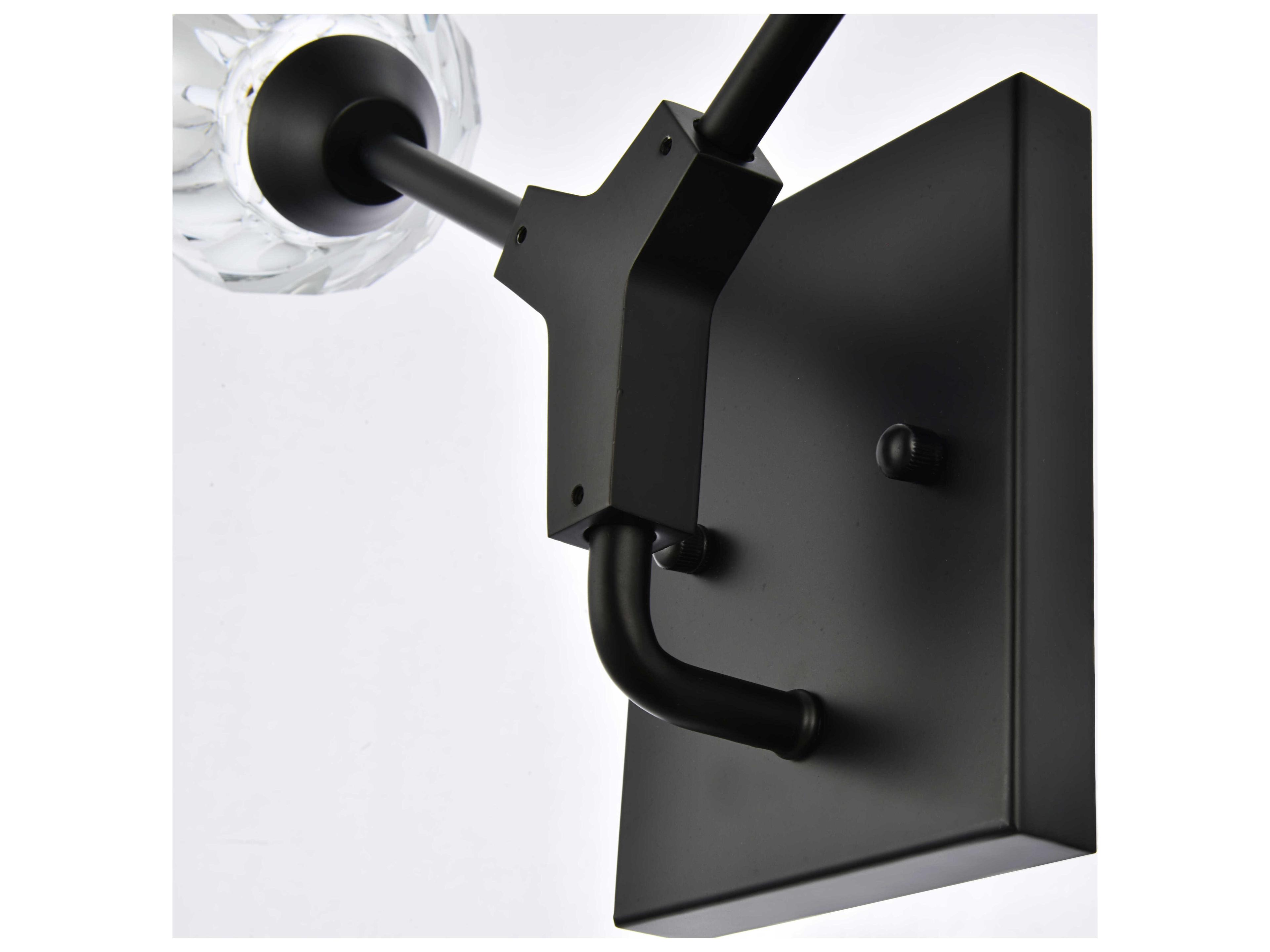 Elegant Lighting Zayne 2-Light Black Crystal Wall Sconce