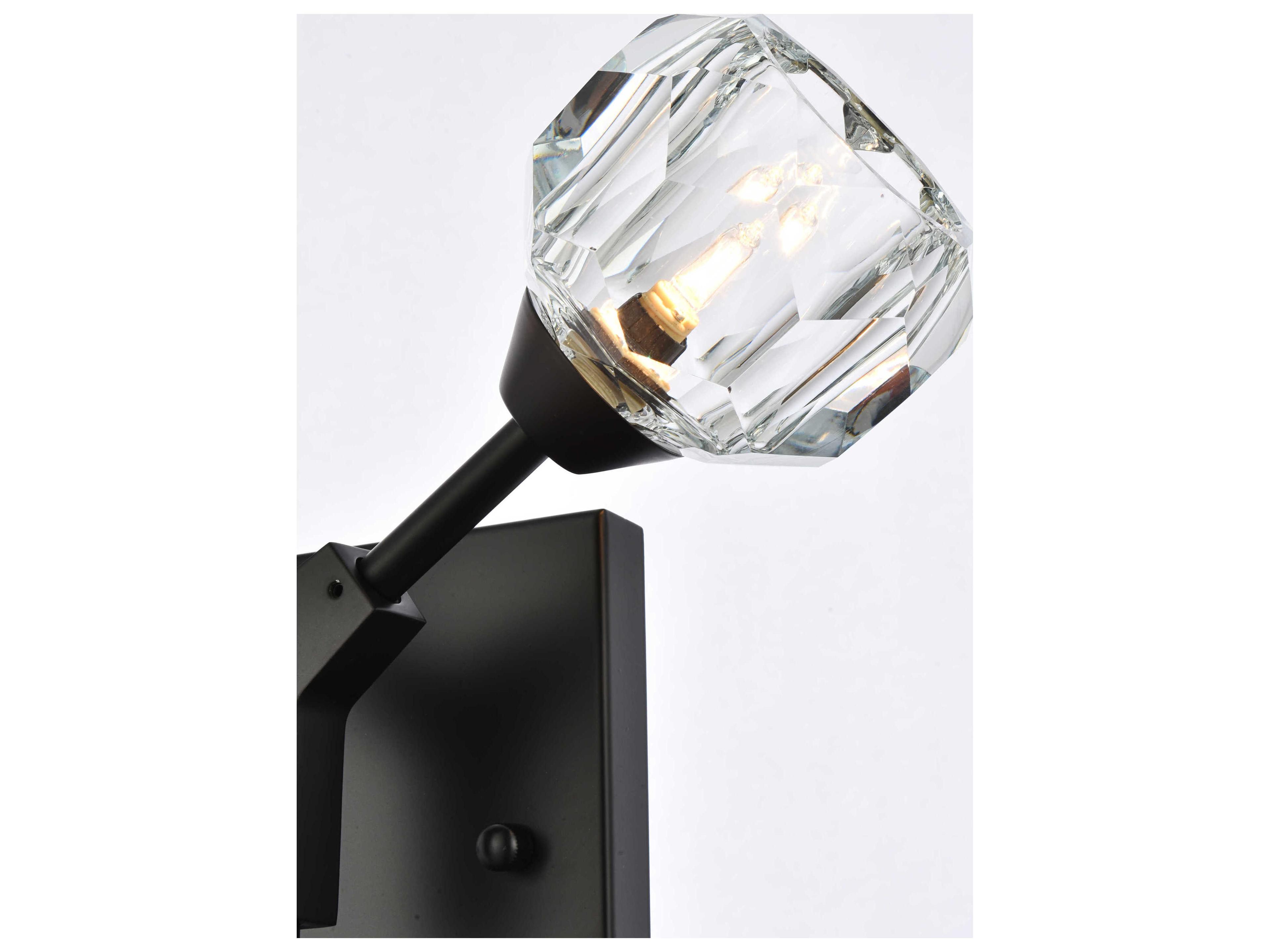 Elegant Lighting Zayne 2-Light Black Crystal Wall Sconce
