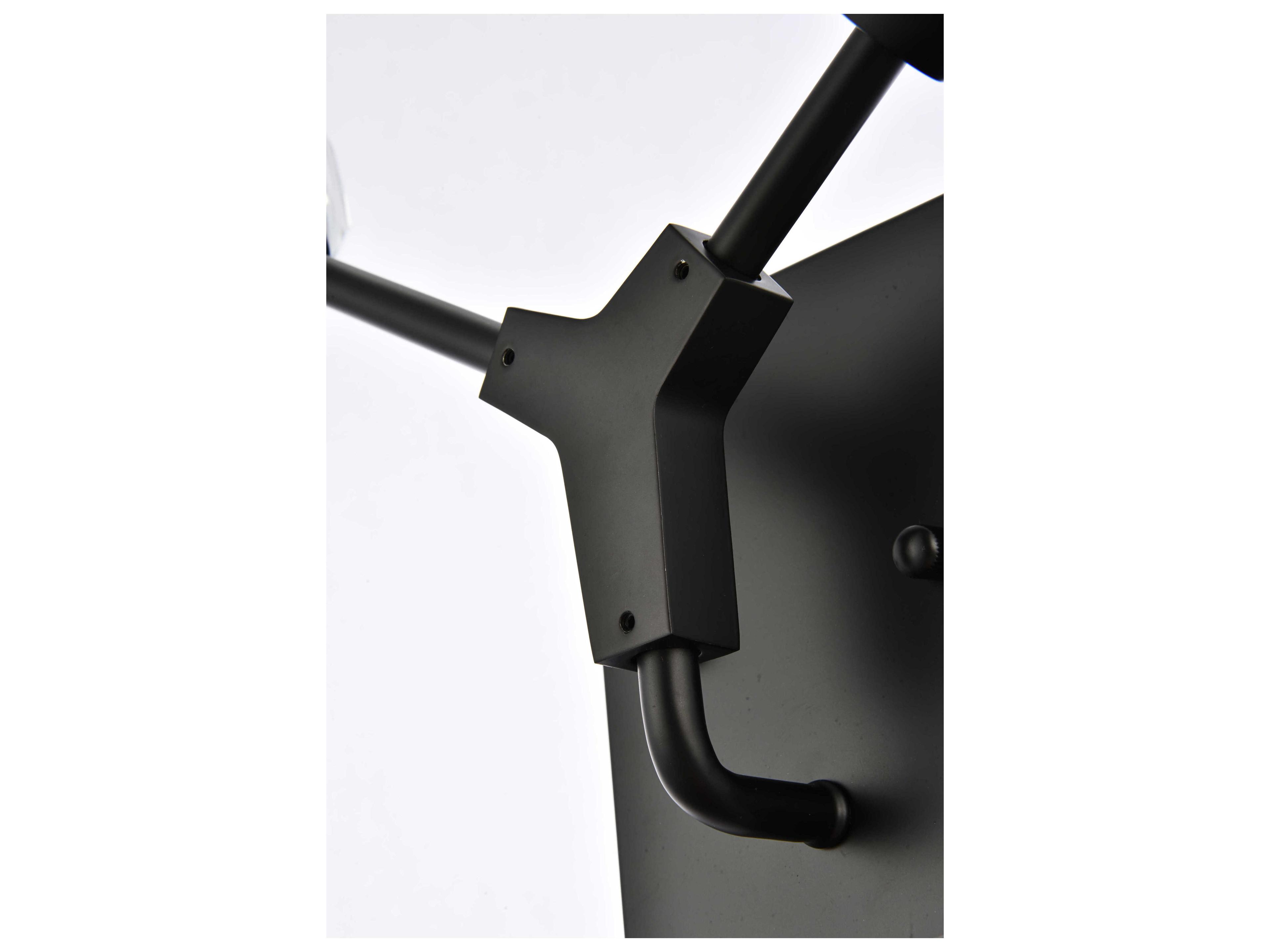 Elegant Lighting Zayne 2-Light Black Crystal Wall Sconce