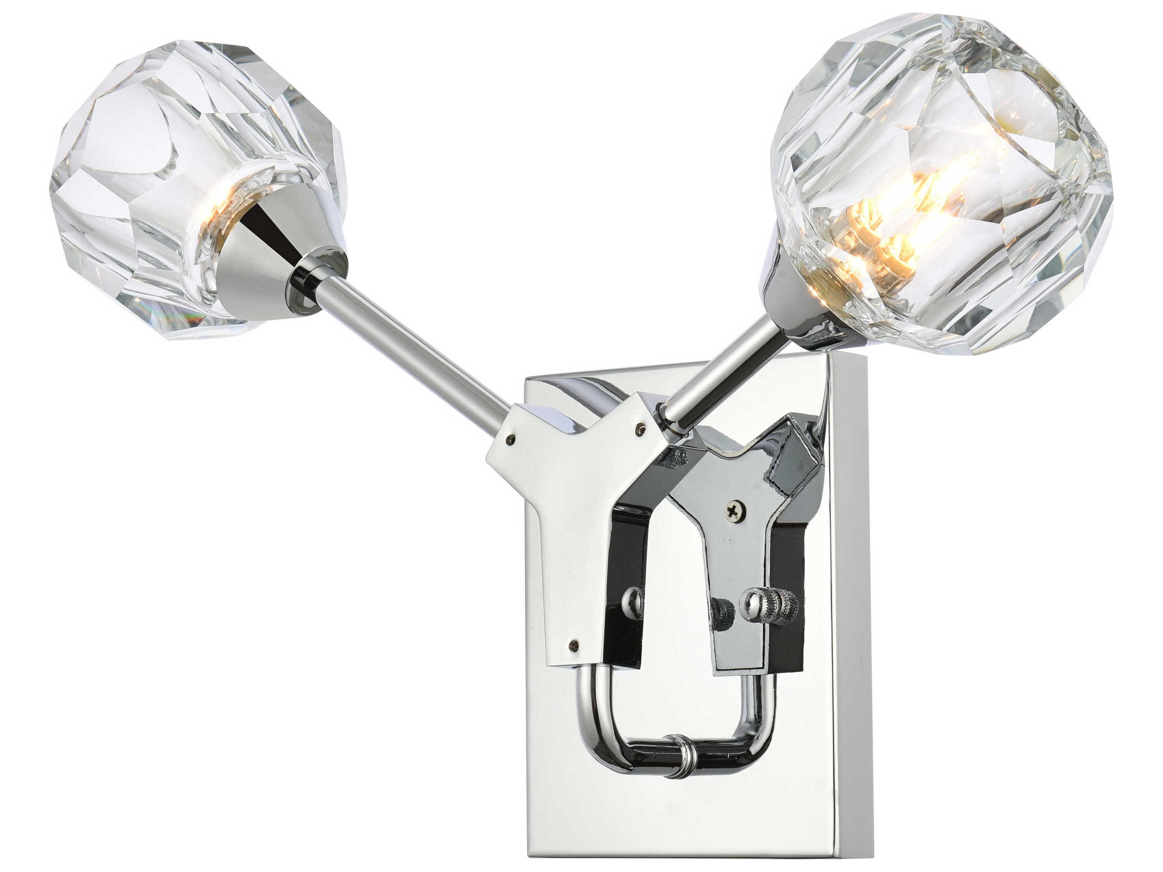 Elegant Lighting Zayne 2-Light Chrome Crystal Wall Sconce