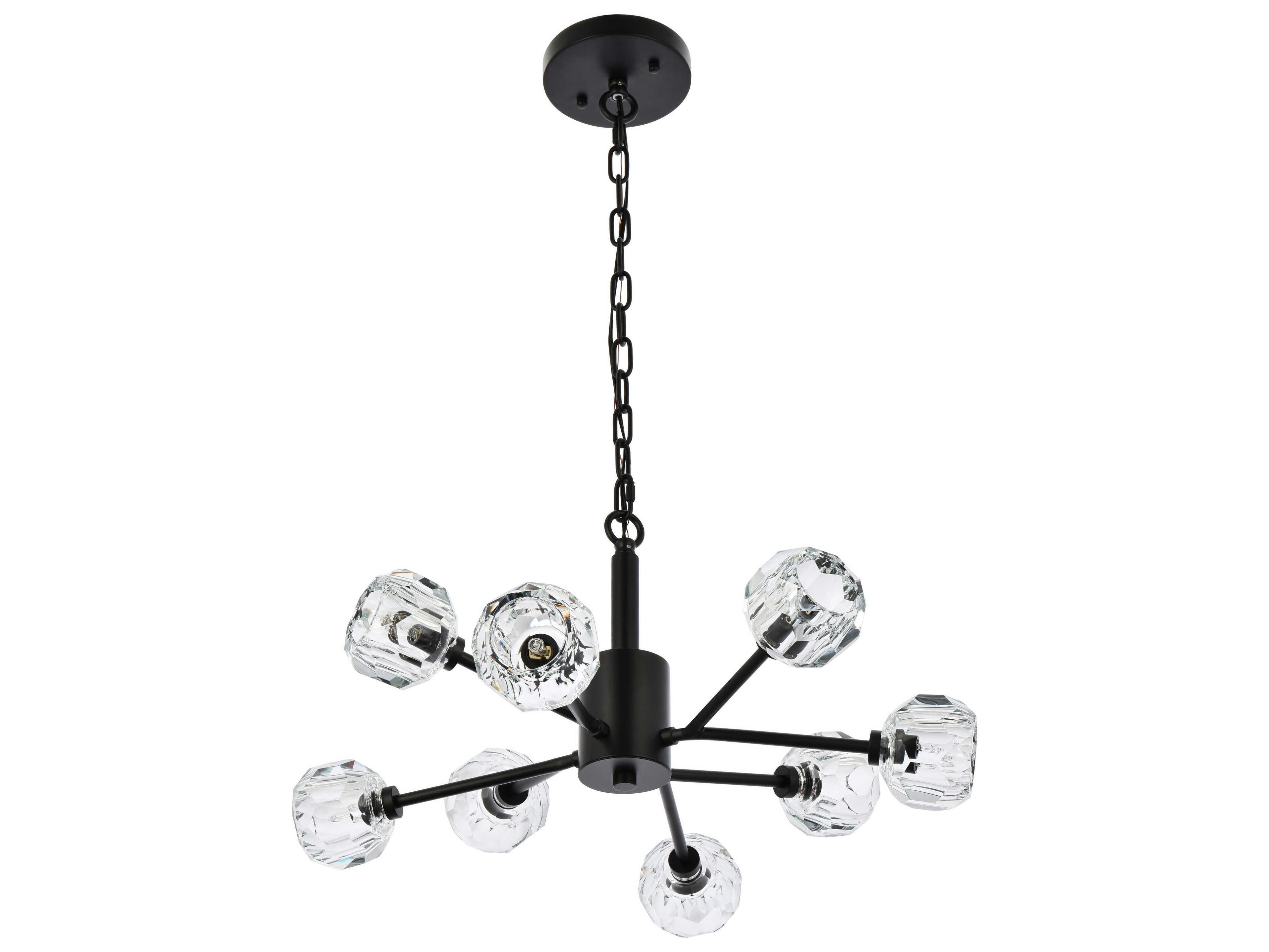 Elegant Lighting Graham 8-Light Black Crystal Geometric Pendant
