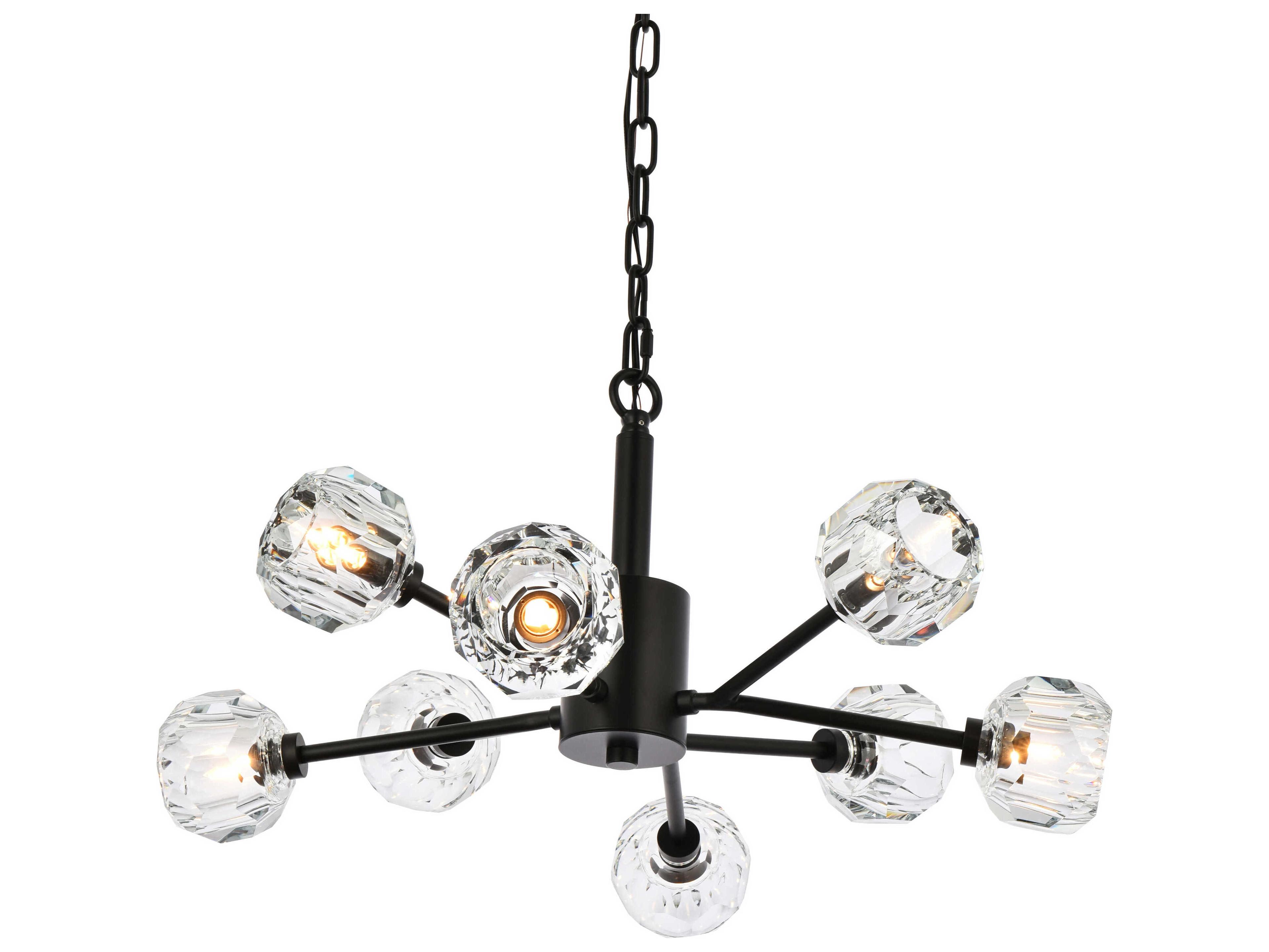 Elegant Lighting Graham 8-Light Black Crystal Geometric Pendant