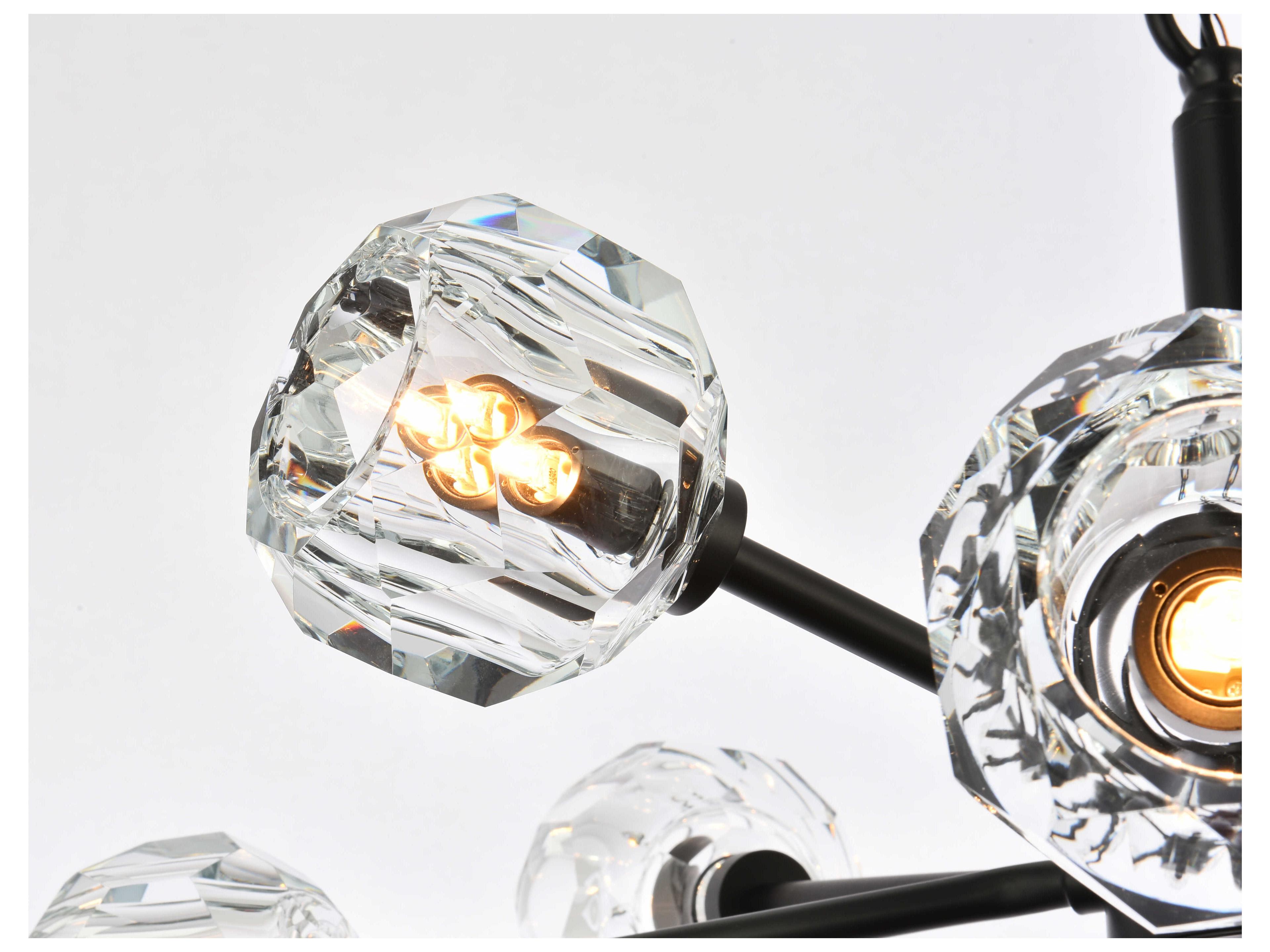 Elegant Lighting Graham 8-Light Black Crystal Geometric Pendant