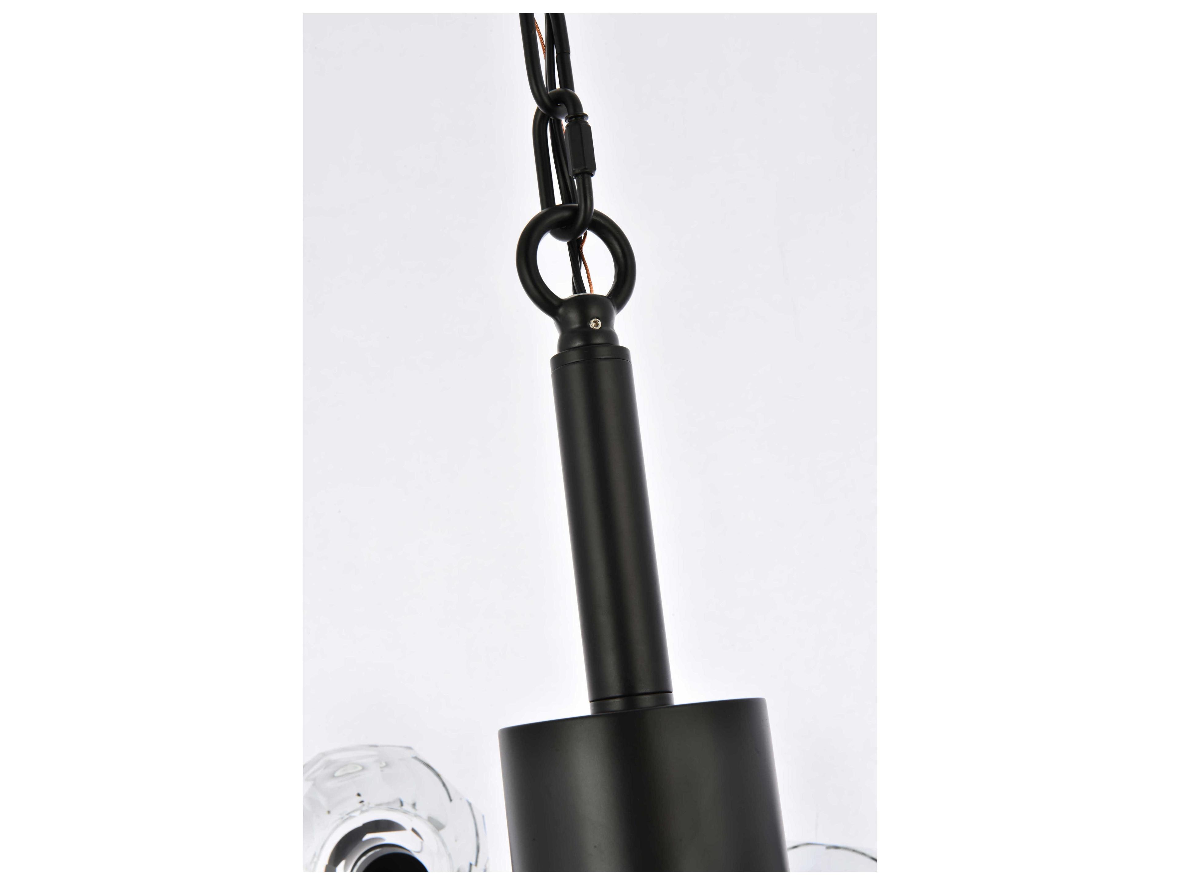 Elegant Lighting Graham 8-Light Black Crystal Geometric Pendant