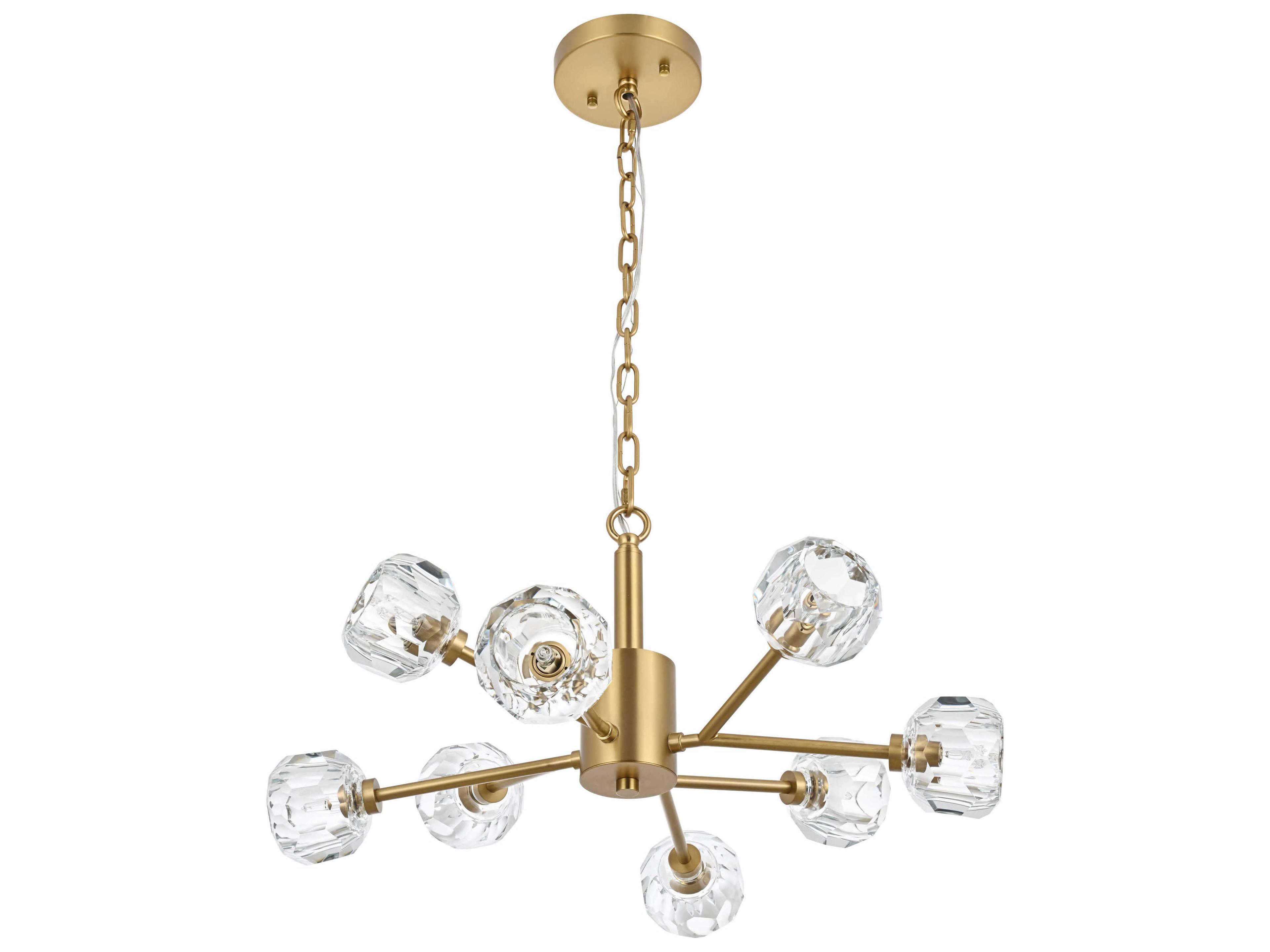 Elegant Lighting Graham 8-Light Gold Crystal Geometric Pendant