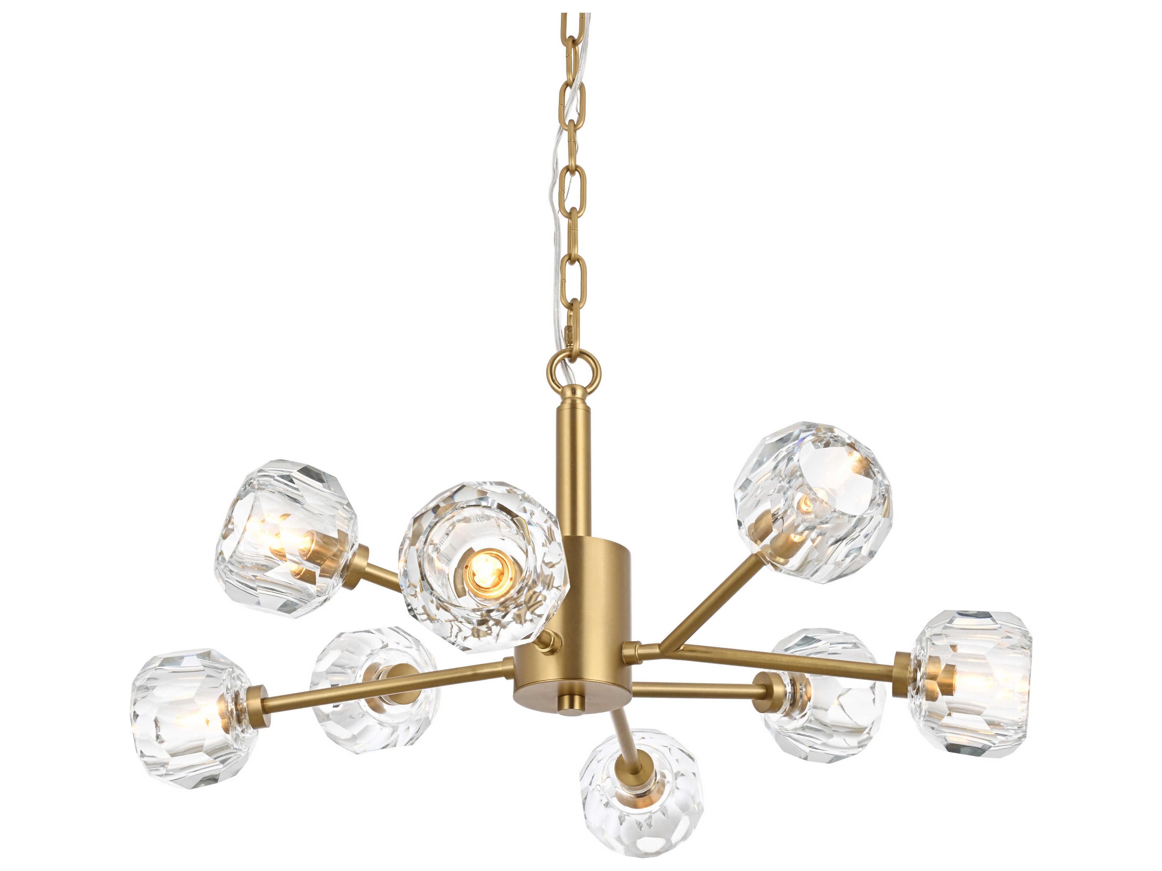 Elegant Lighting Graham 8-Light Gold Crystal Geometric Pendant