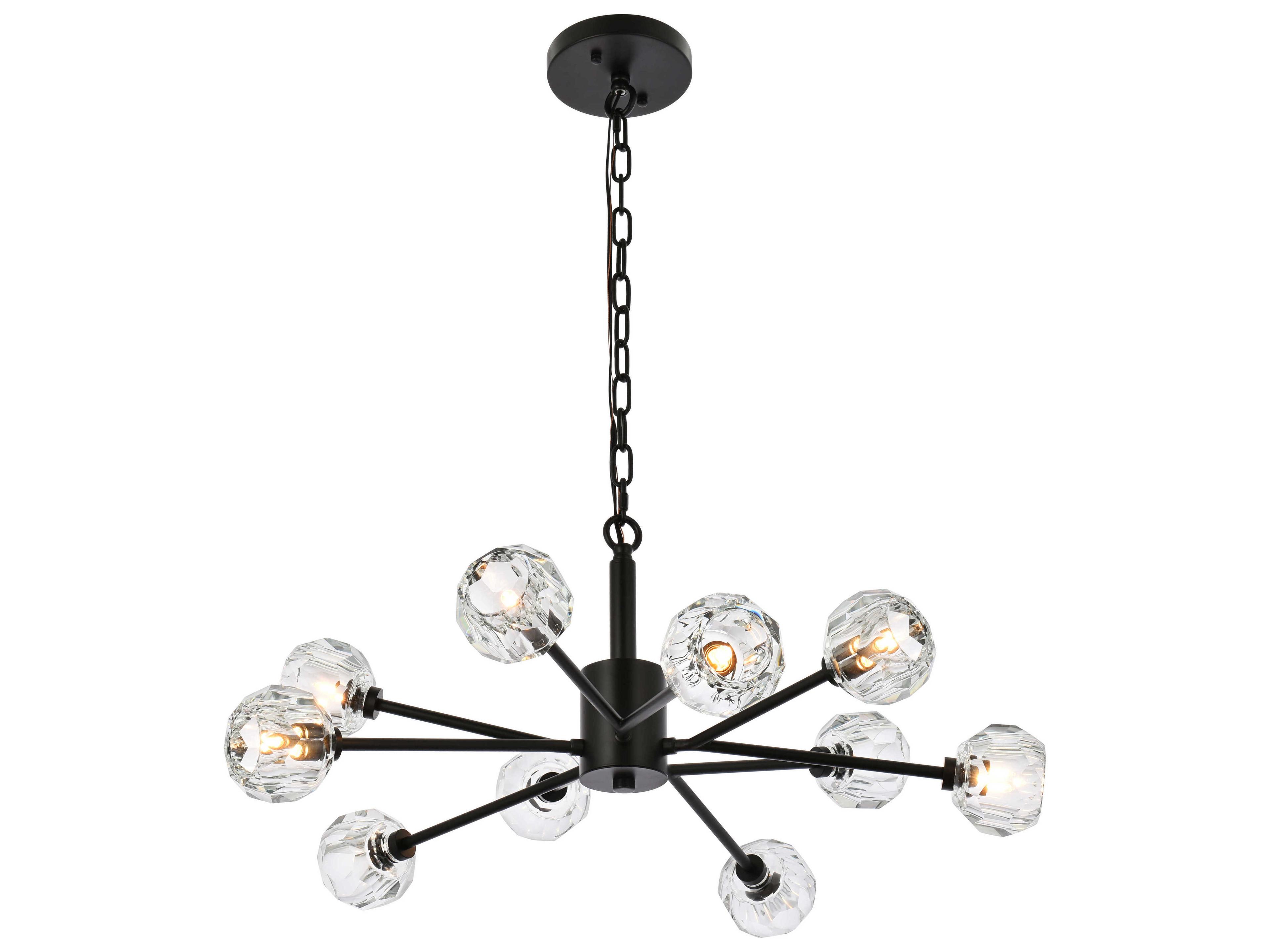 Graham 10-Light Black Crystal Geometric Pendant