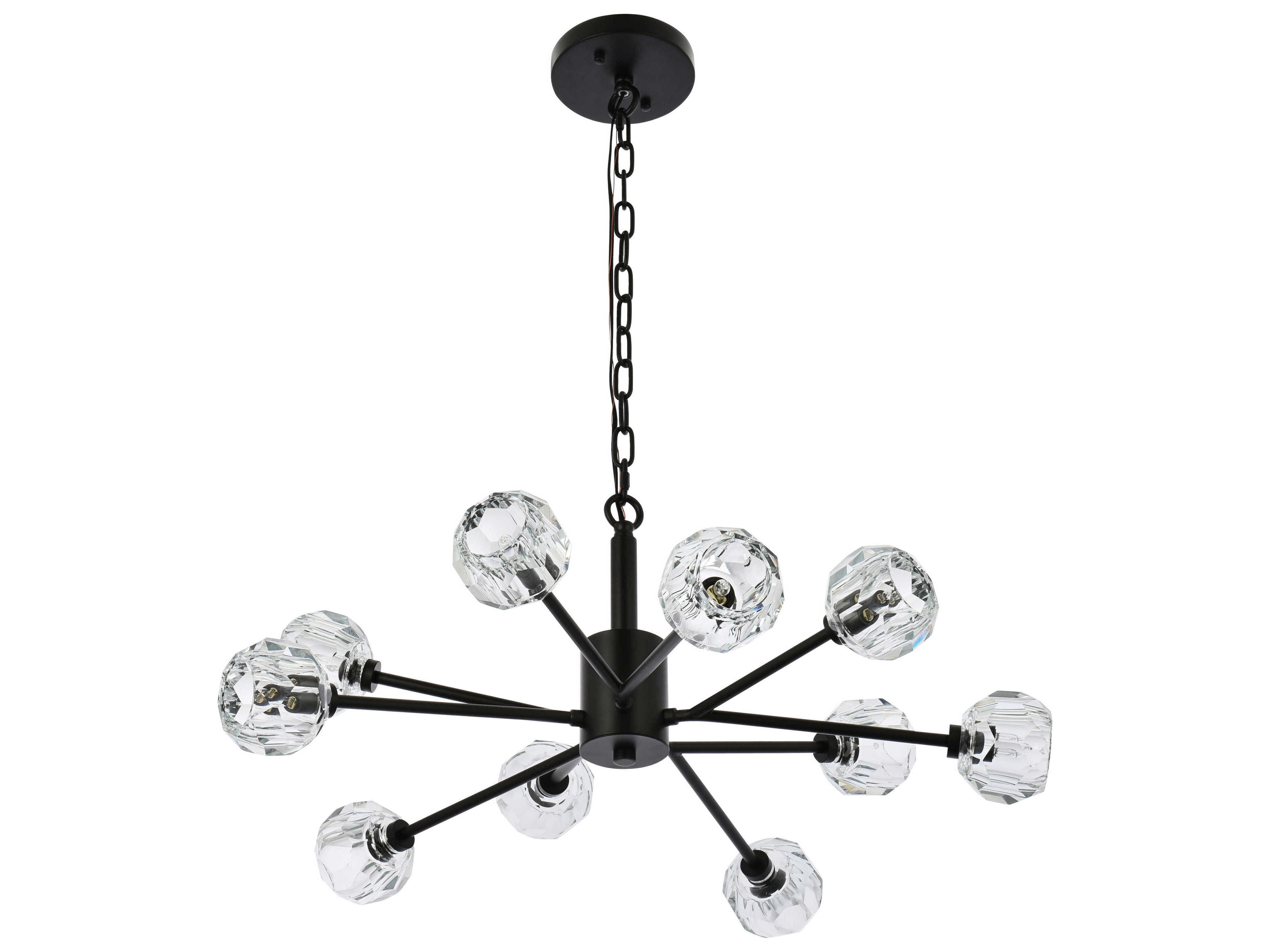 Elegant Lighting Graham 10-Light Black Crystal Geometric Pendant