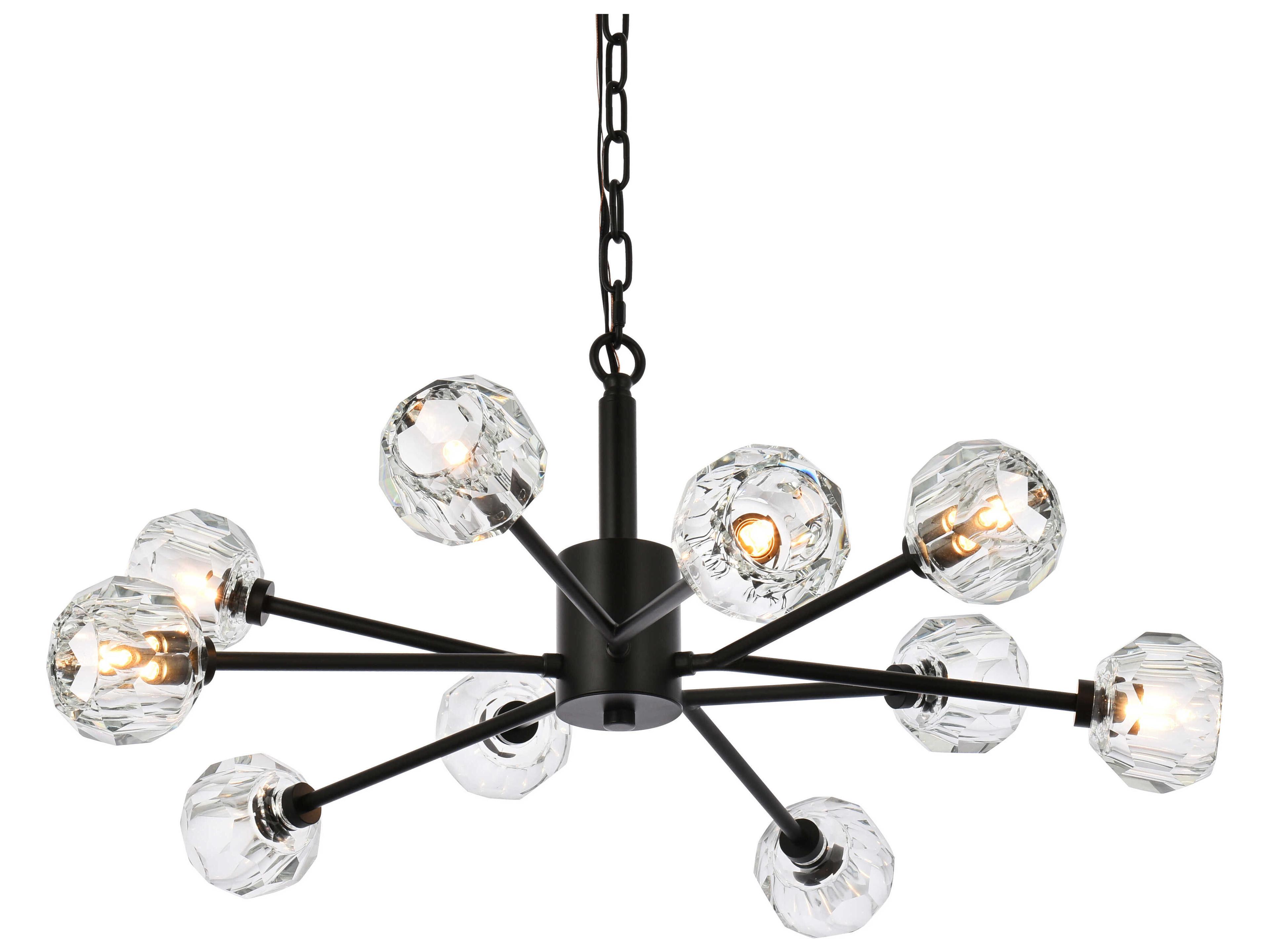 Elegant Lighting Graham 10-Light Black Crystal Geometric Pendant