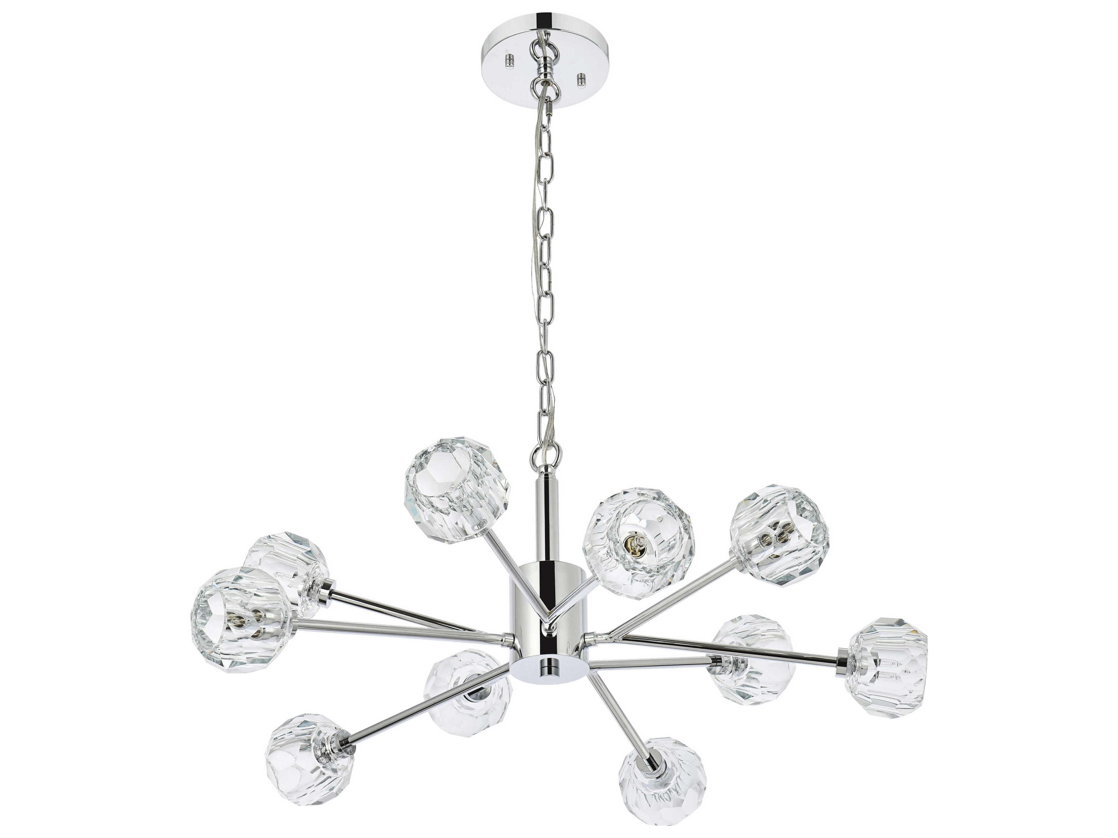 Elegant Lighting Graham 10-Light Chrome Crystal Geometric Pendant