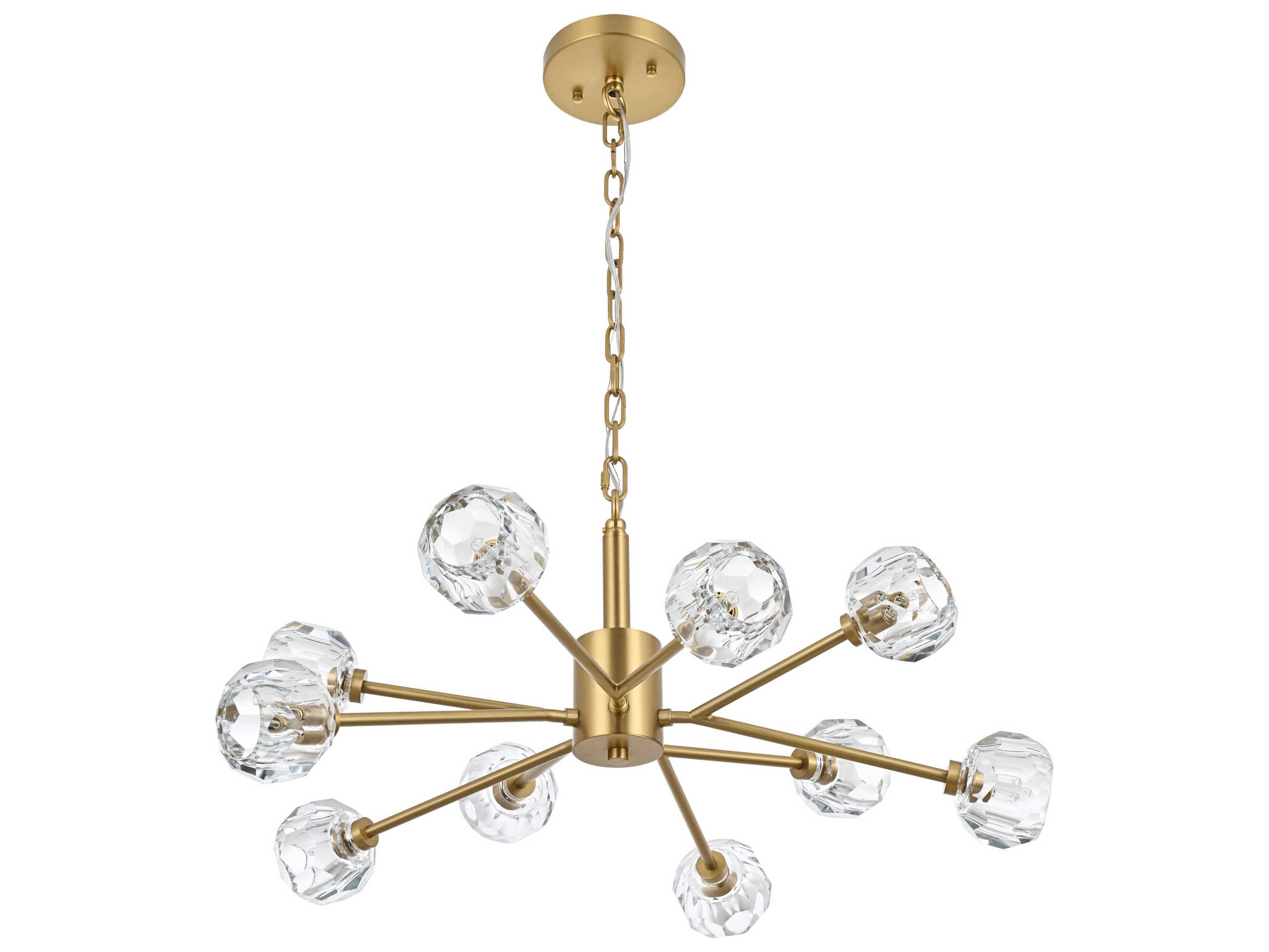 Elegant Lighting Graham 10-Light Gold Crystal Geometric Pendant