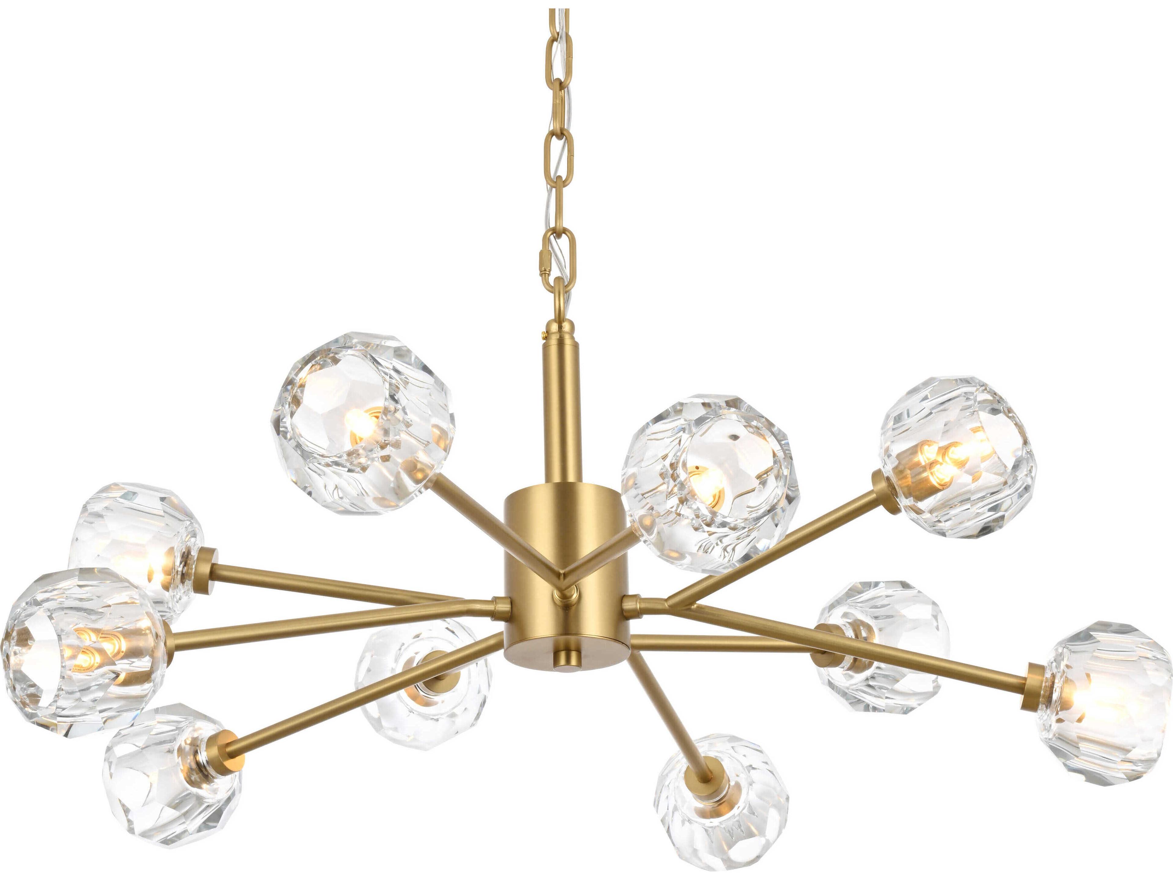 Elegant Lighting Graham 10-Light Gold Crystal Geometric Pendant