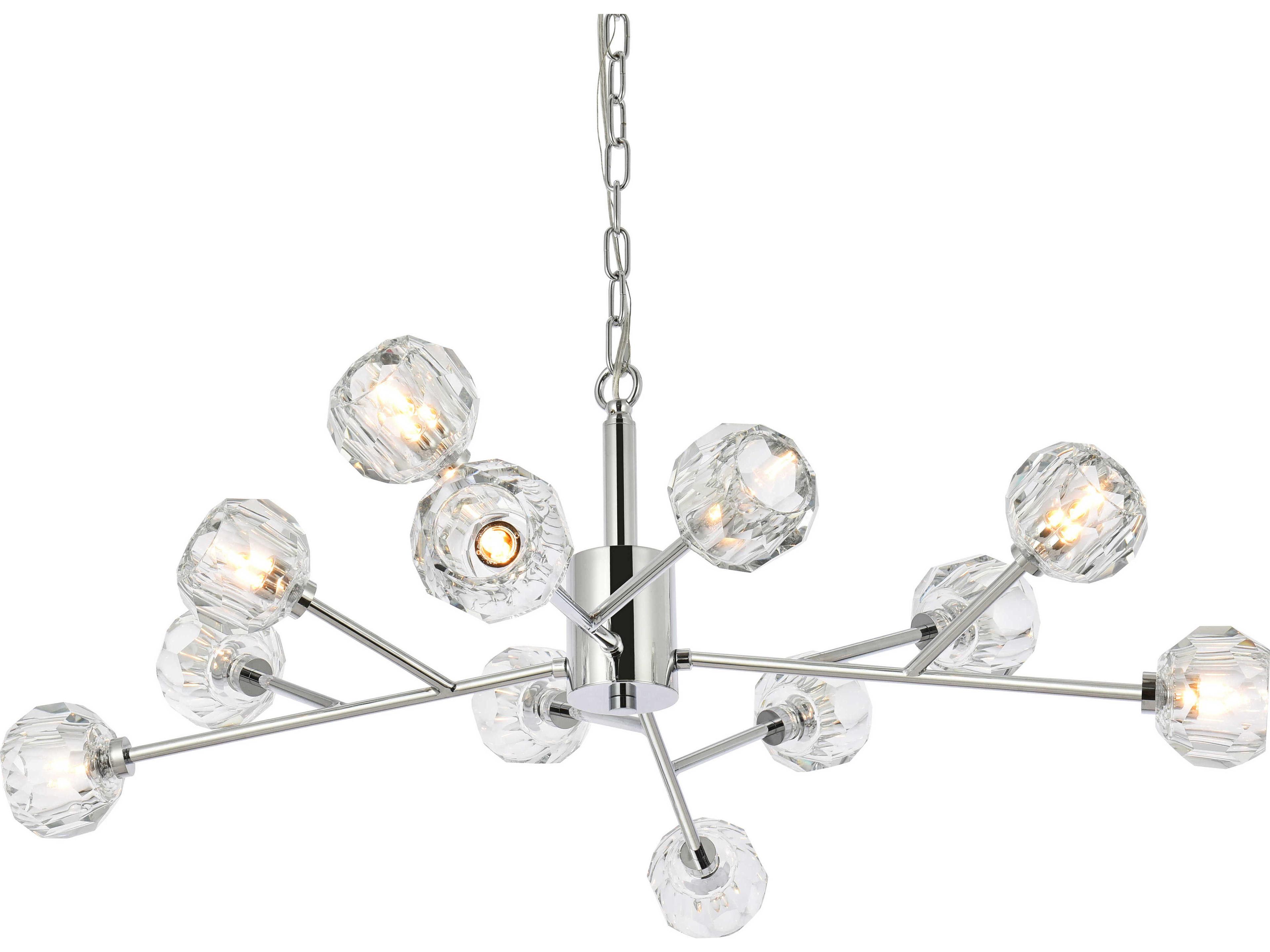 Elegant Lighting Graham 12-Light Chrome Crystal Geometric Pendant