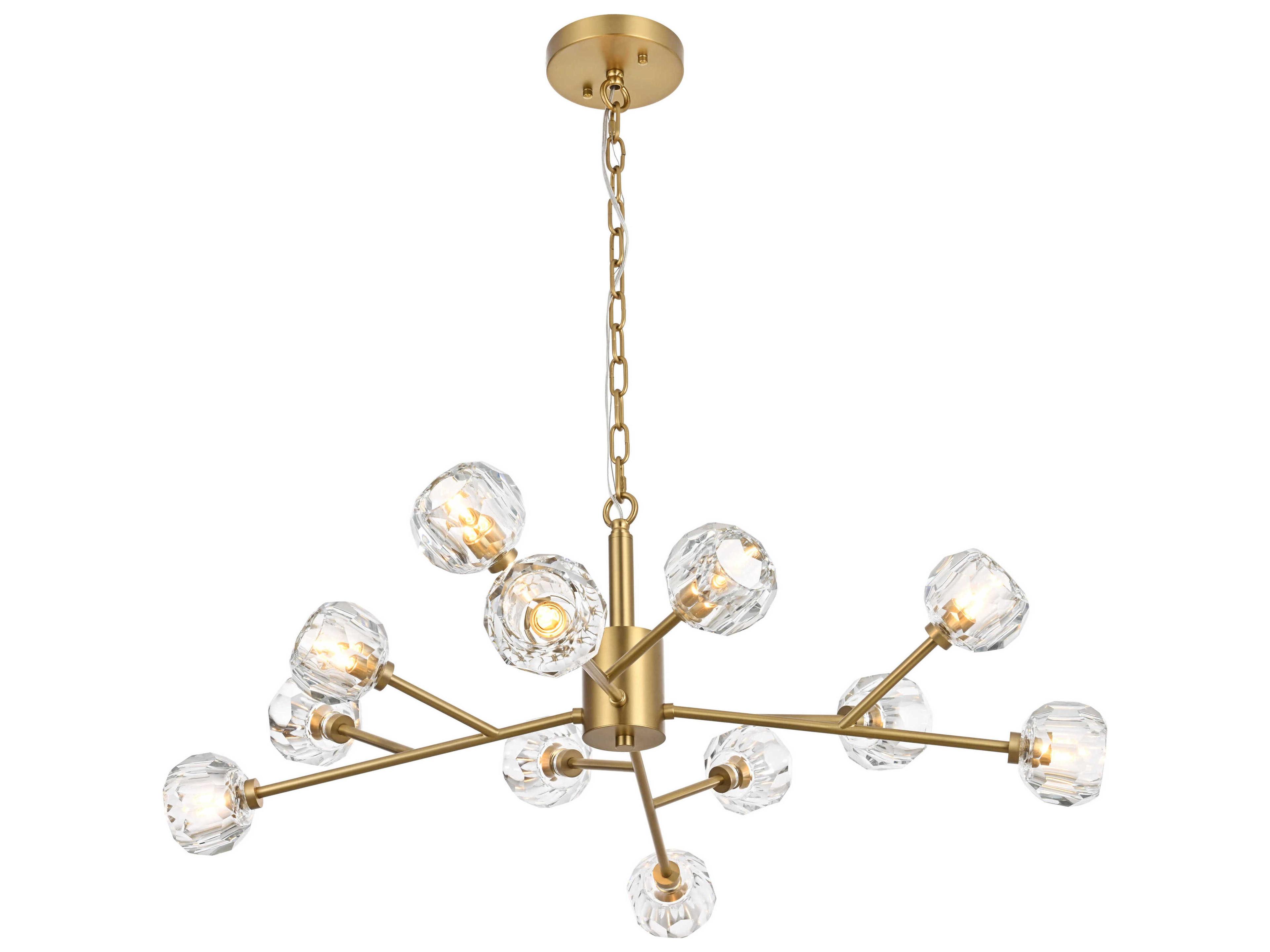 Graham 12-Light Gold Crystal Geometric Pendant