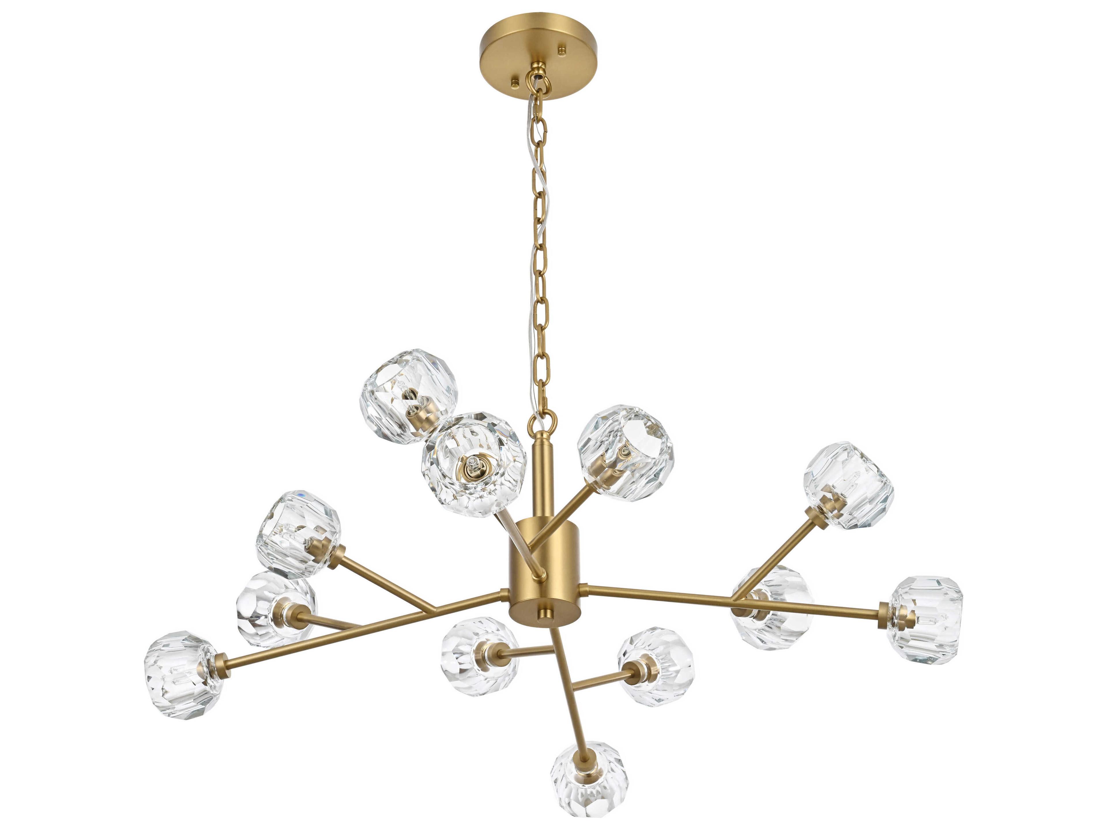 Elegant Lighting Graham 12-Light Gold Crystal Geometric Pendant