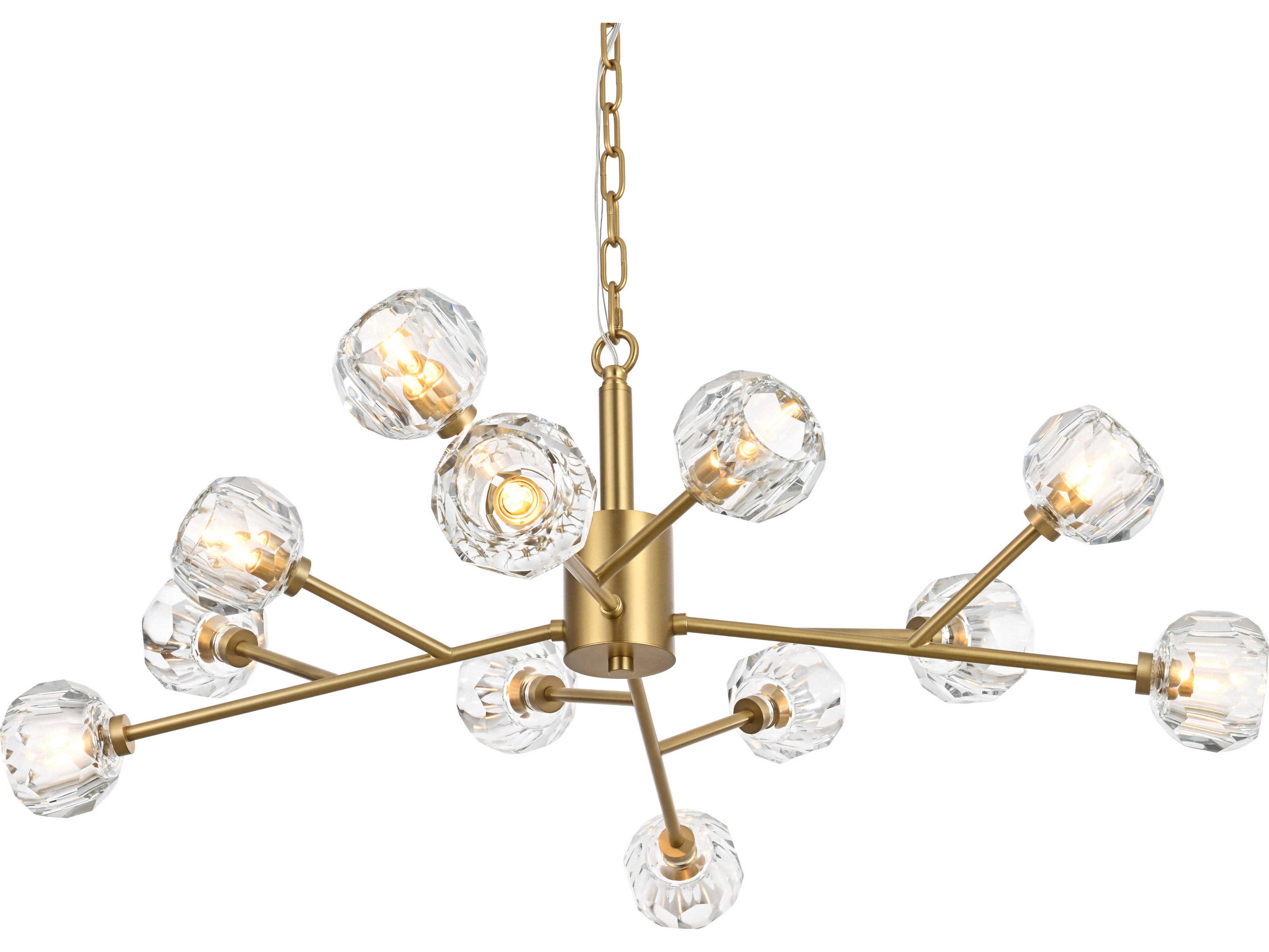 Elegant Lighting Graham 12-Light Gold Crystal Geometric Pendant