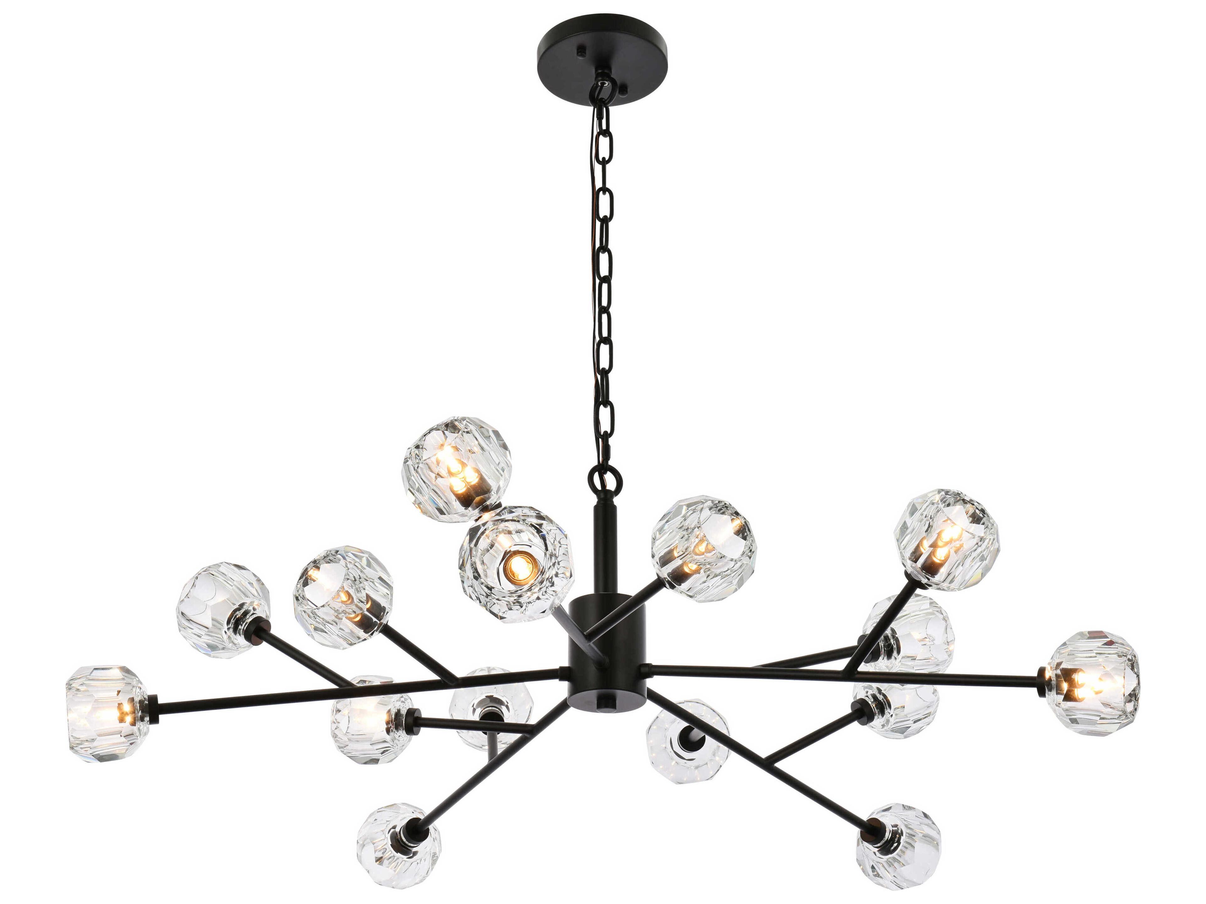 Graham 15-Light Black Crystal Geometric Pendant